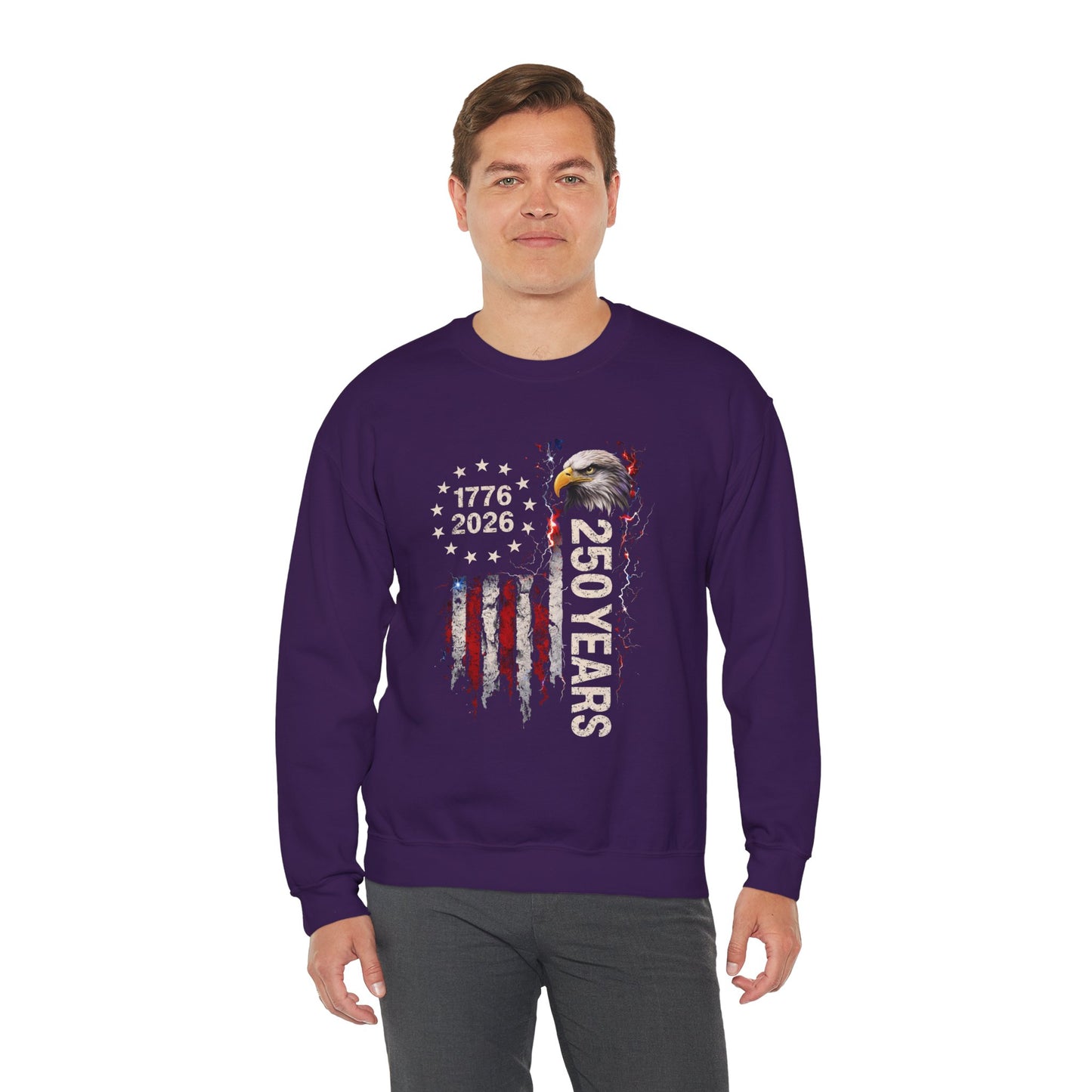 #250 1776-2026 250 Years USA Bicentennial Eagle Crewneck Sweatshirt