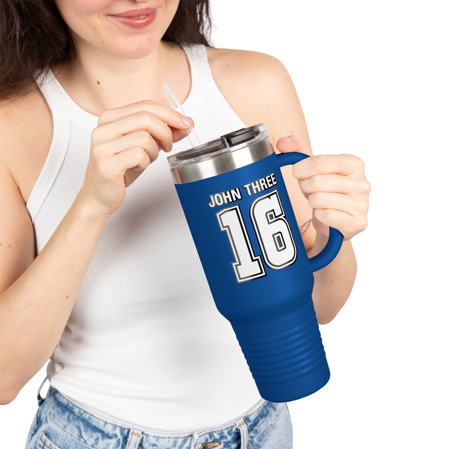 John Three 16 40oz Insulated Travel Mug — Stainless Steel Tumbler, Leak‑Resistant Cold & Hot Cup for Travel