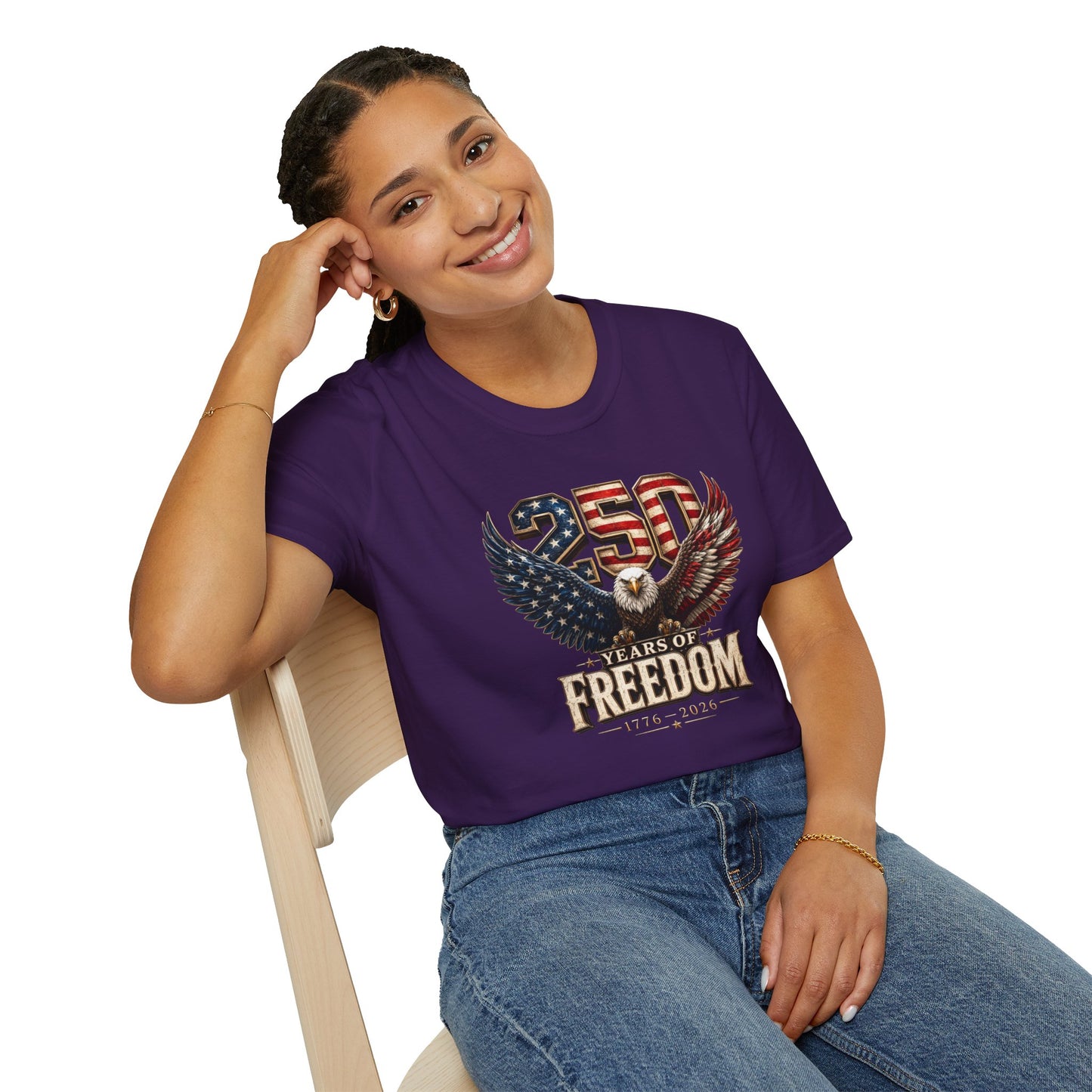 #250 250 Years of Freedom Eagle Patriotic American Flag Anniversary (1776–2026) T-Shirt