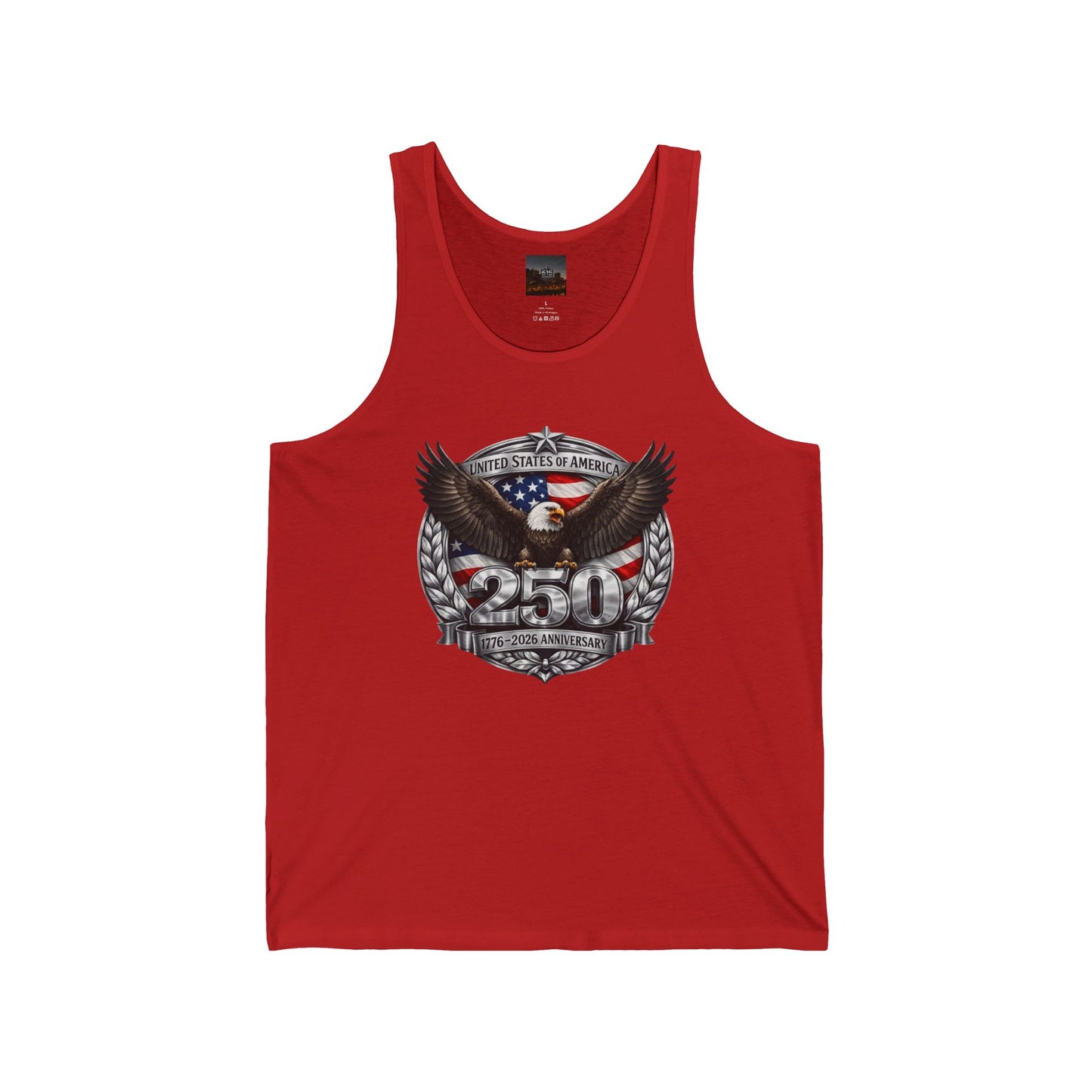 #250 Patriotic Bald Eagle 250 United States Emblem Jersey Tank Top
