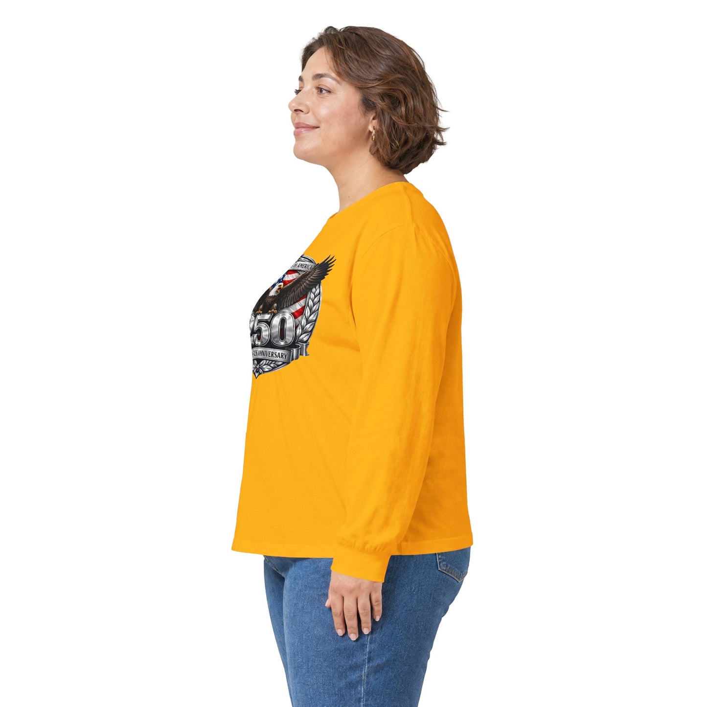 #250 Patriotic Bald Eagle 250 United States Emblem Long Sleeve Tee