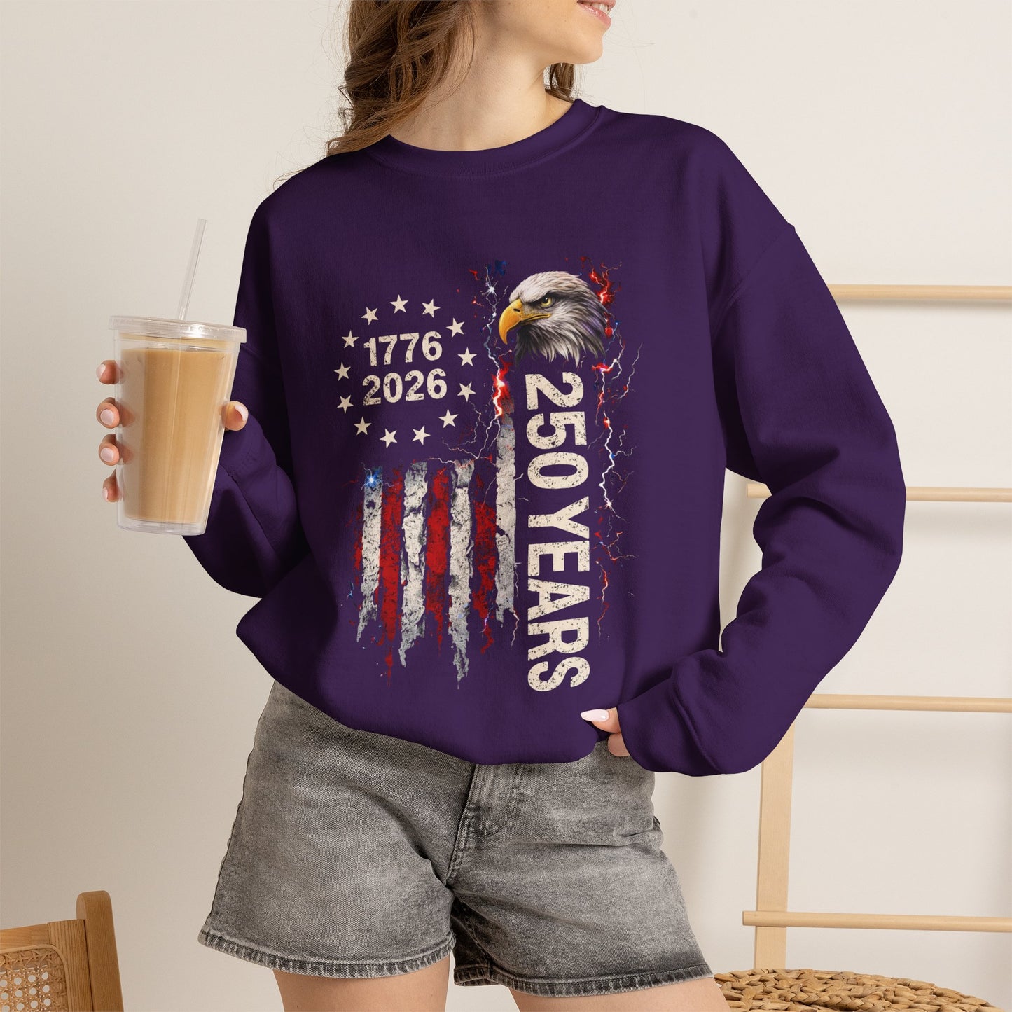 #250 1776-2026 250 Years USA Bicentennial Eagle Crewneck Sweatshirt
