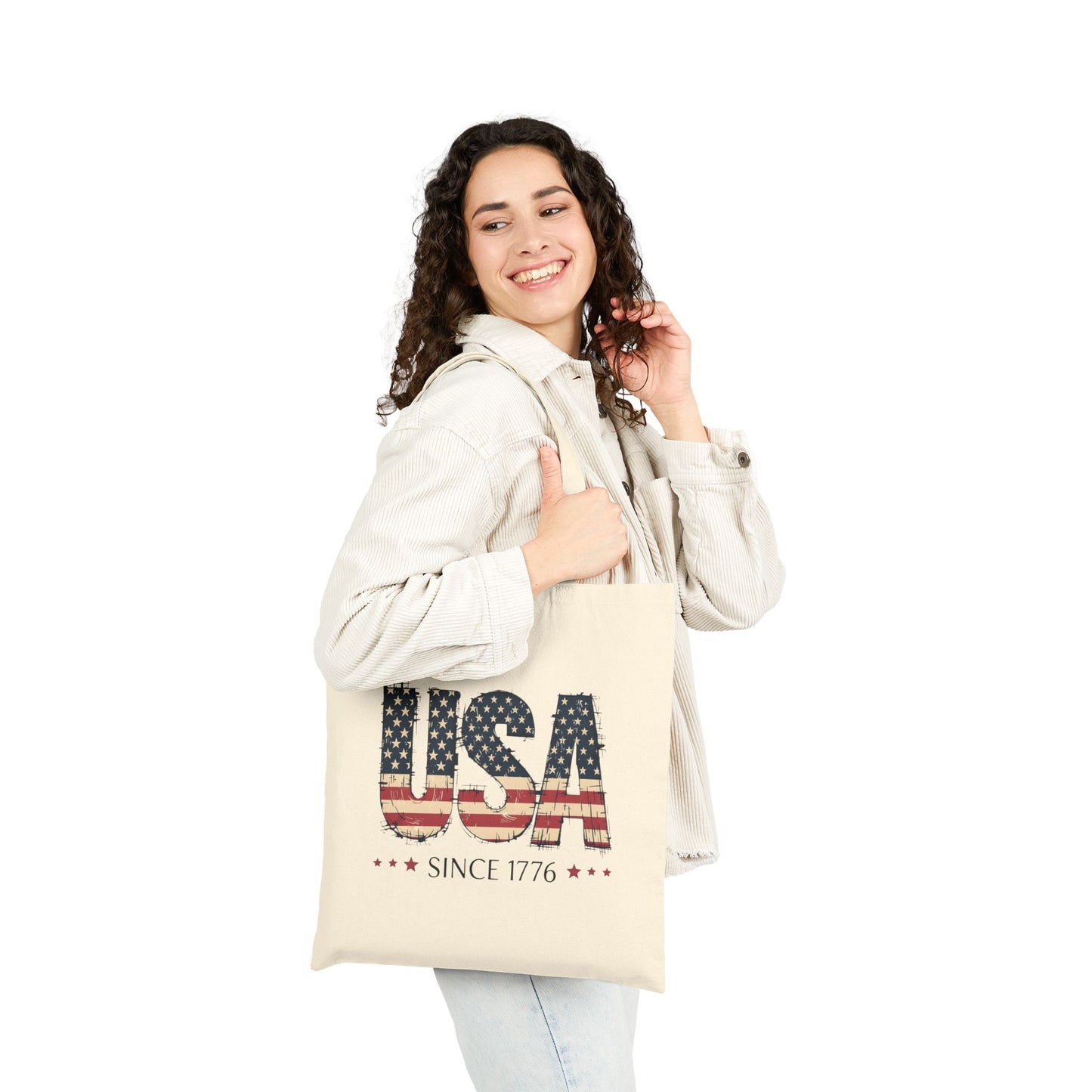 #250 USA Flag "USA Since 1776" Patriotic Canvas Tote
