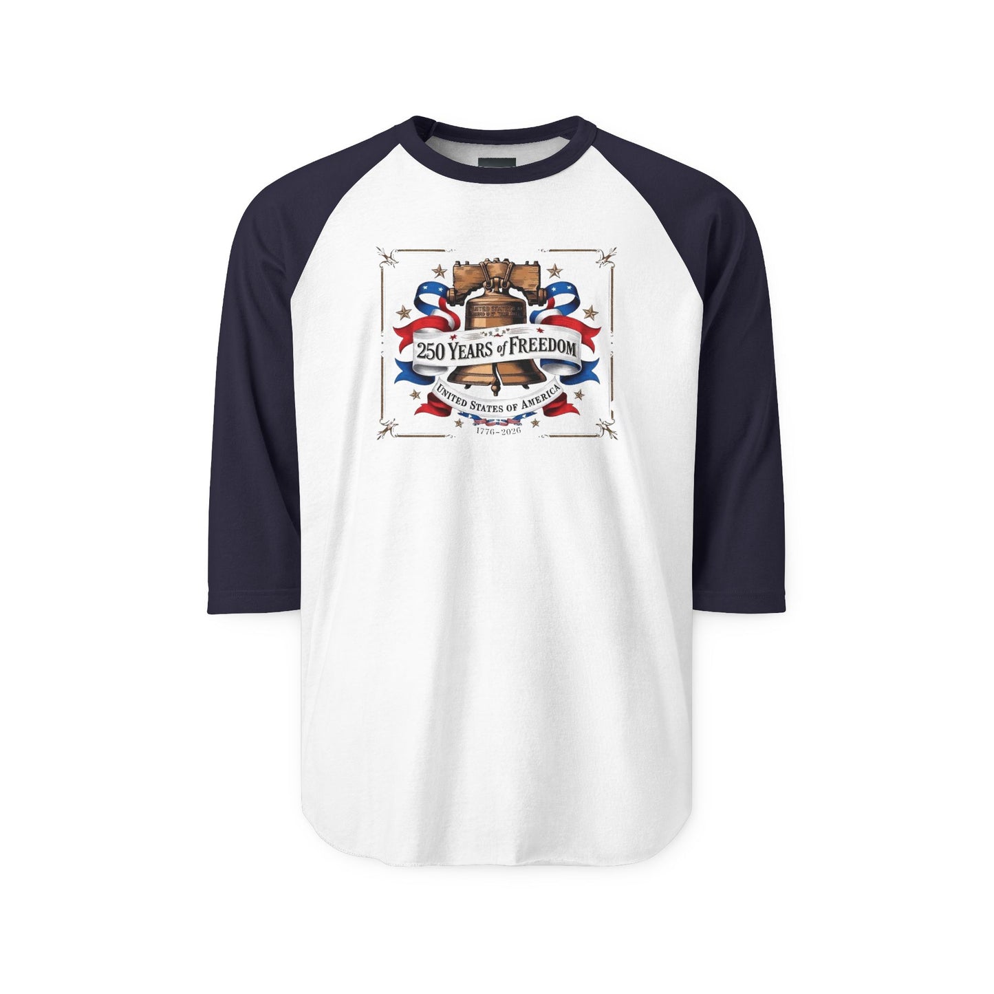 #250 250 Years of Freedom Liberty Bell Raglan Shirt Baseball Tee