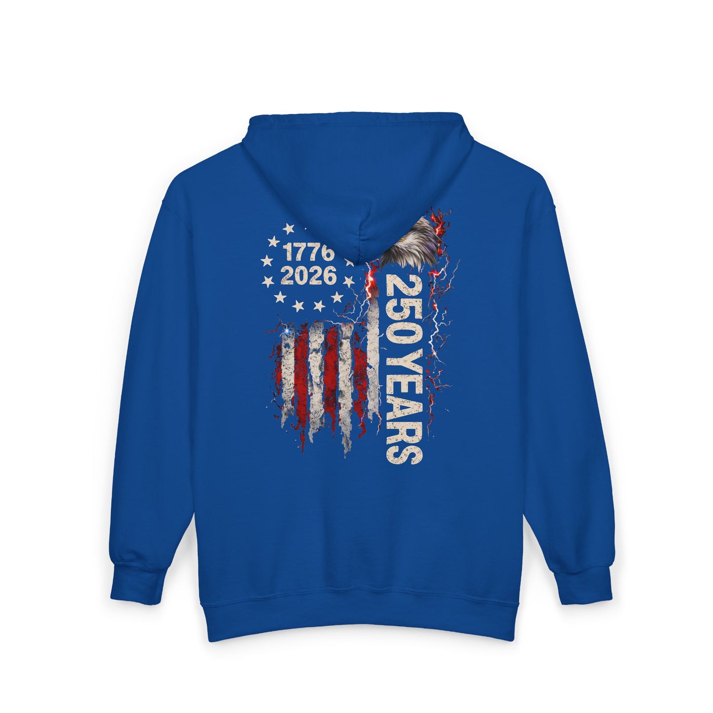 #250 1776-2026 250 Years USA Bicentennial Eagle Zip Hoodie