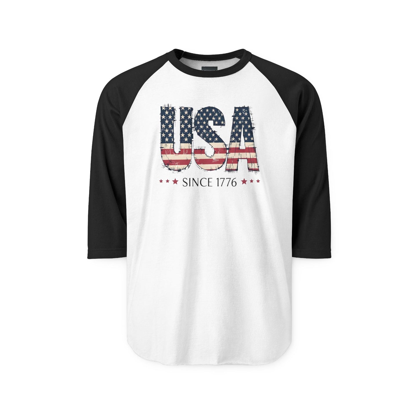 #250 USA Flag "USA Since 1776" Patriotic Raglan Shirt Baseball Tee