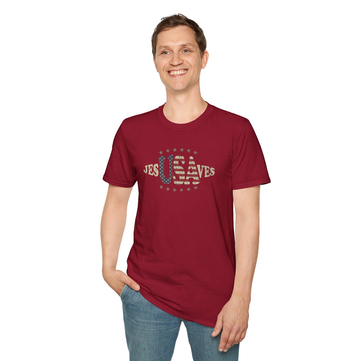 JesUSAves Patriotic T-Shirt — American Flag Christian Faith Tee