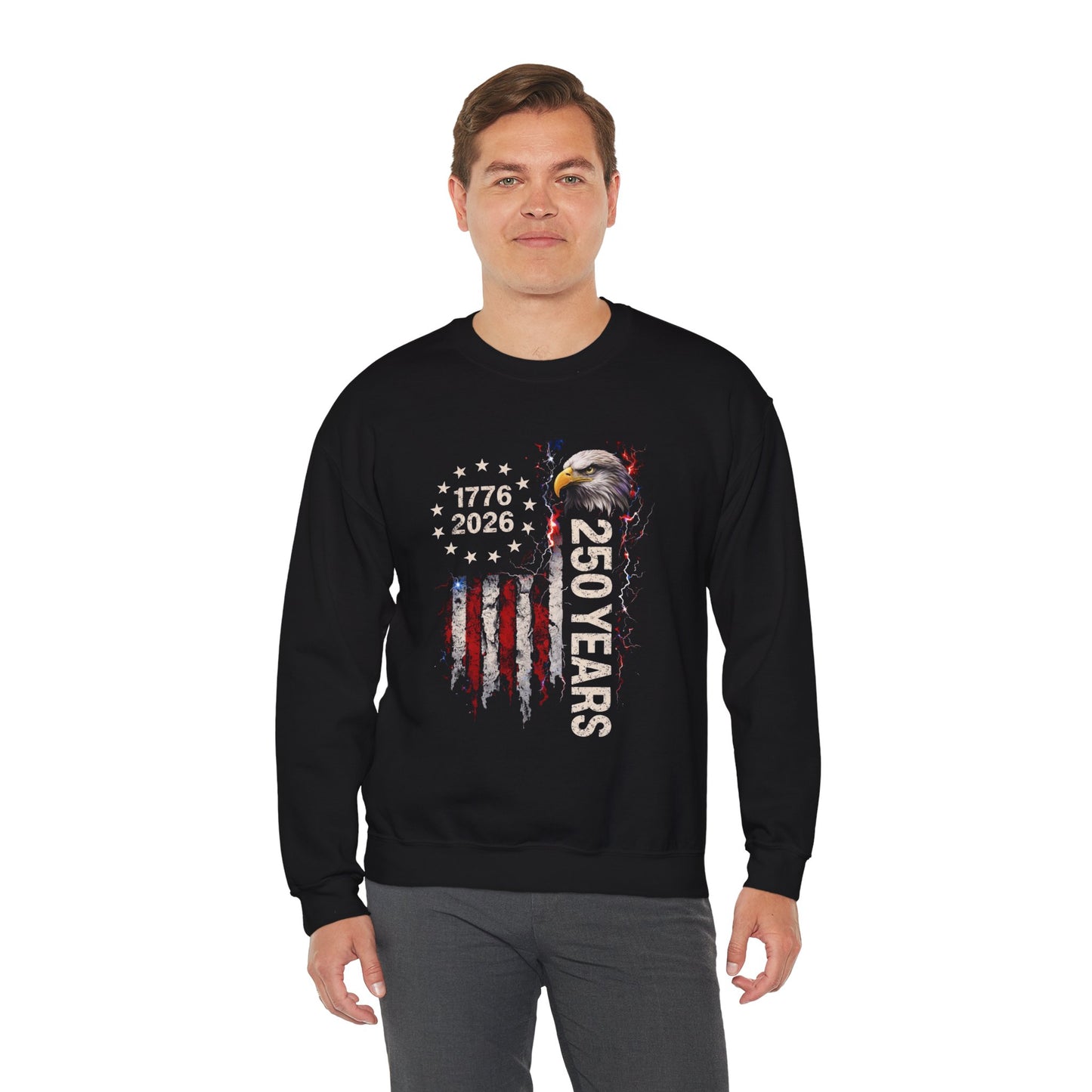 #250 1776-2026 250 Years USA Bicentennial Eagle Crewneck Sweatshirt