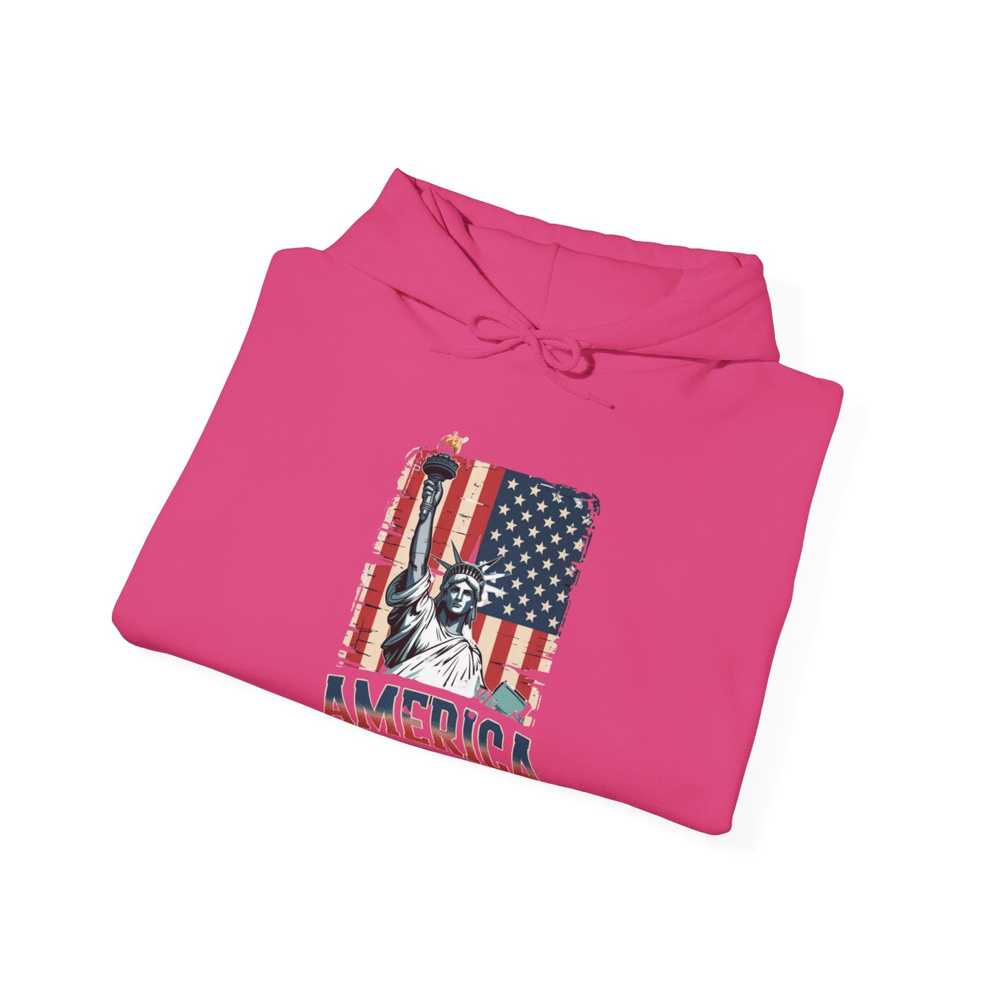#250 Statue of Liberty American Flag 'America' Patriotic Independence Day Hoodie