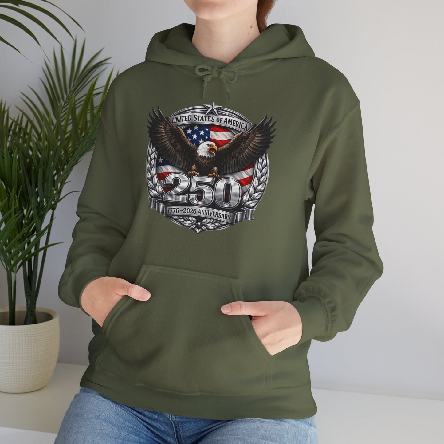 #250 Patriotic Bald Eagle 250 United States Emblem Hoodie