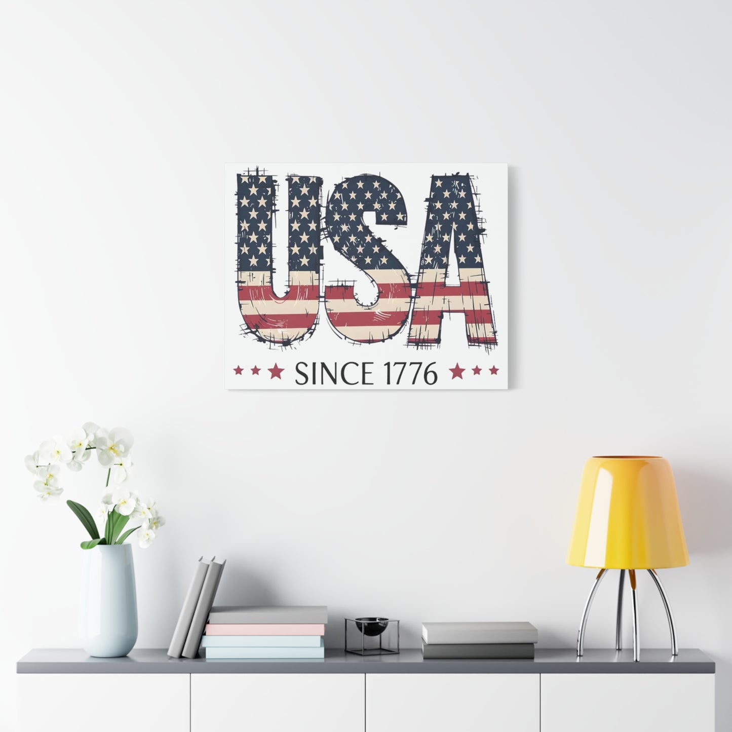 #250 USA Flag "USA Since 1776" Patriotic Matte Canvas Wall Art
