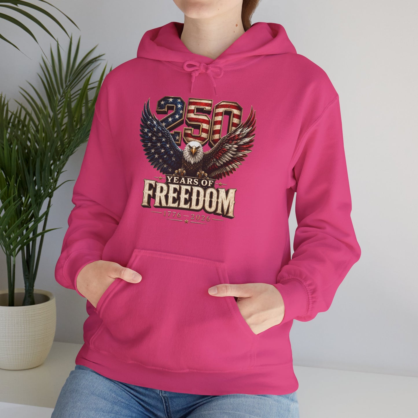 #250 250 Years of Freedom Eagle Patriotic American Flag Anniversary (1776–2026) Patriotic Hoodie