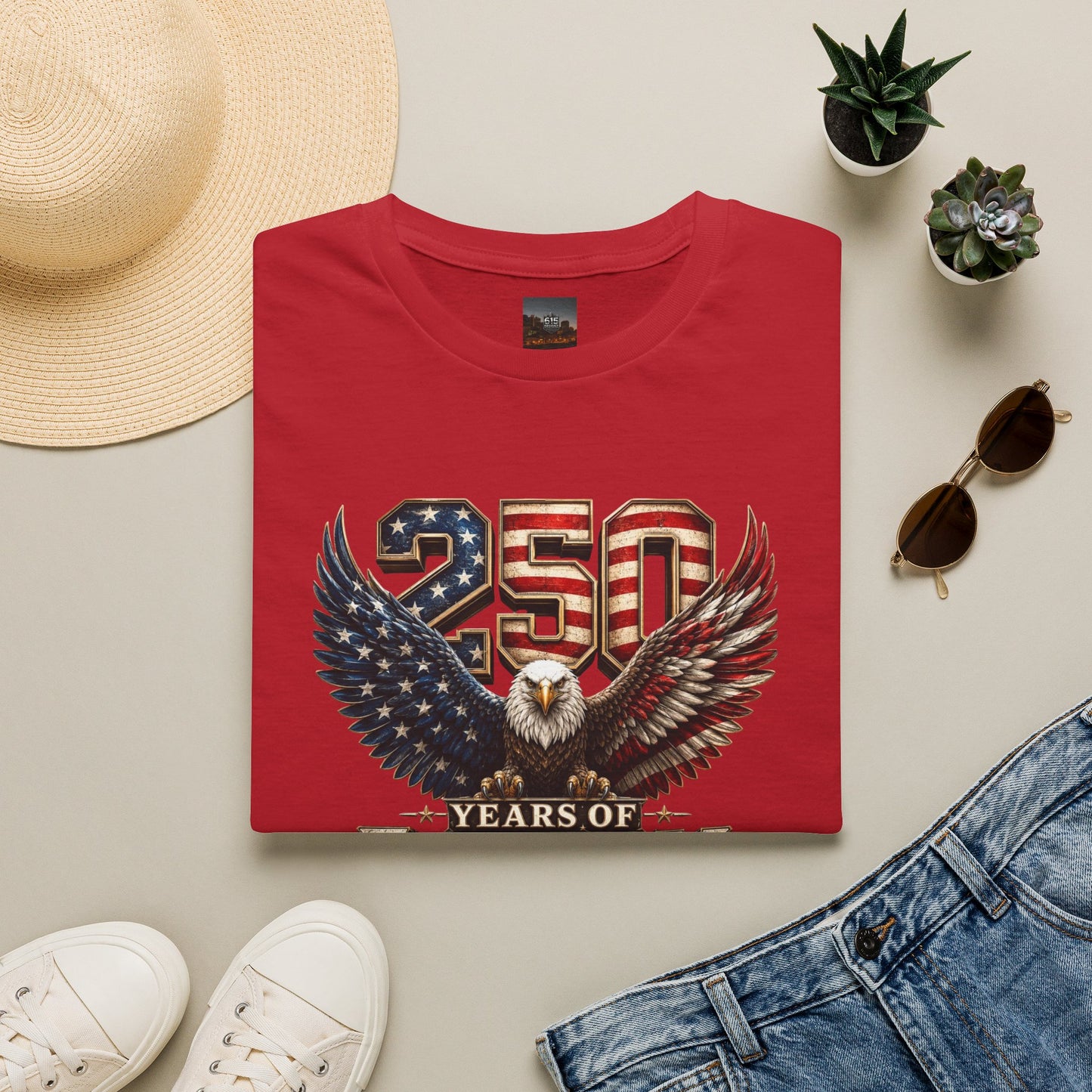 #250 250 Years of Freedom Eagle Patriotic American Flag Anniversary (1776–2026) T-Shirt
