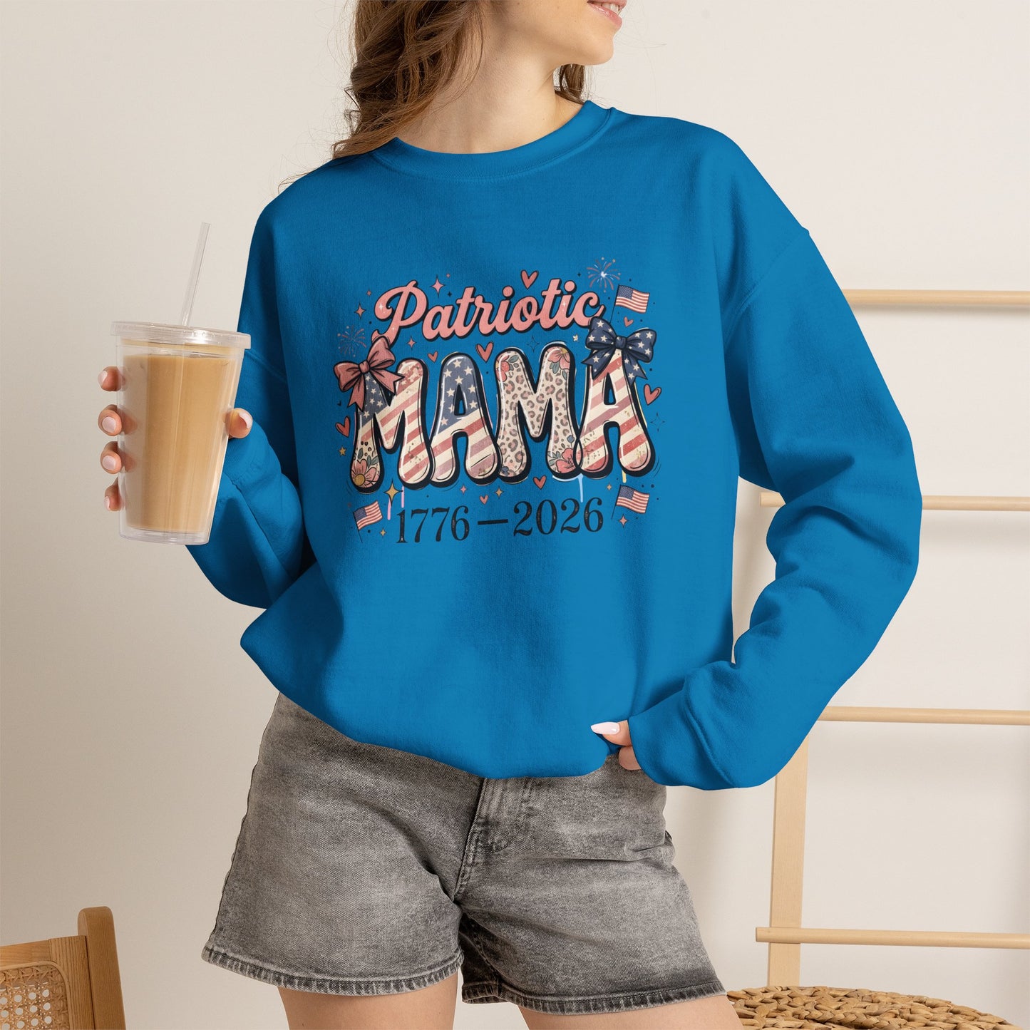 #250 Patriotic Mama 1776–2026 American Flag Sweatshirt