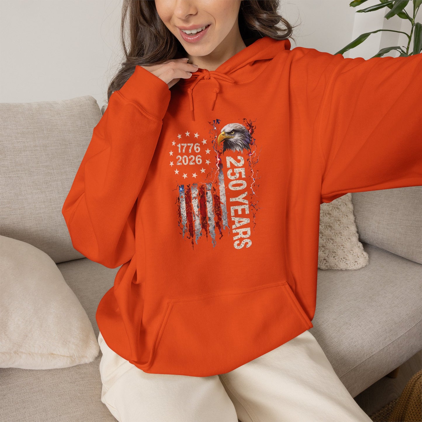 #250 1776-2026 250 Years USA Bicentennial Eagle Hoodie