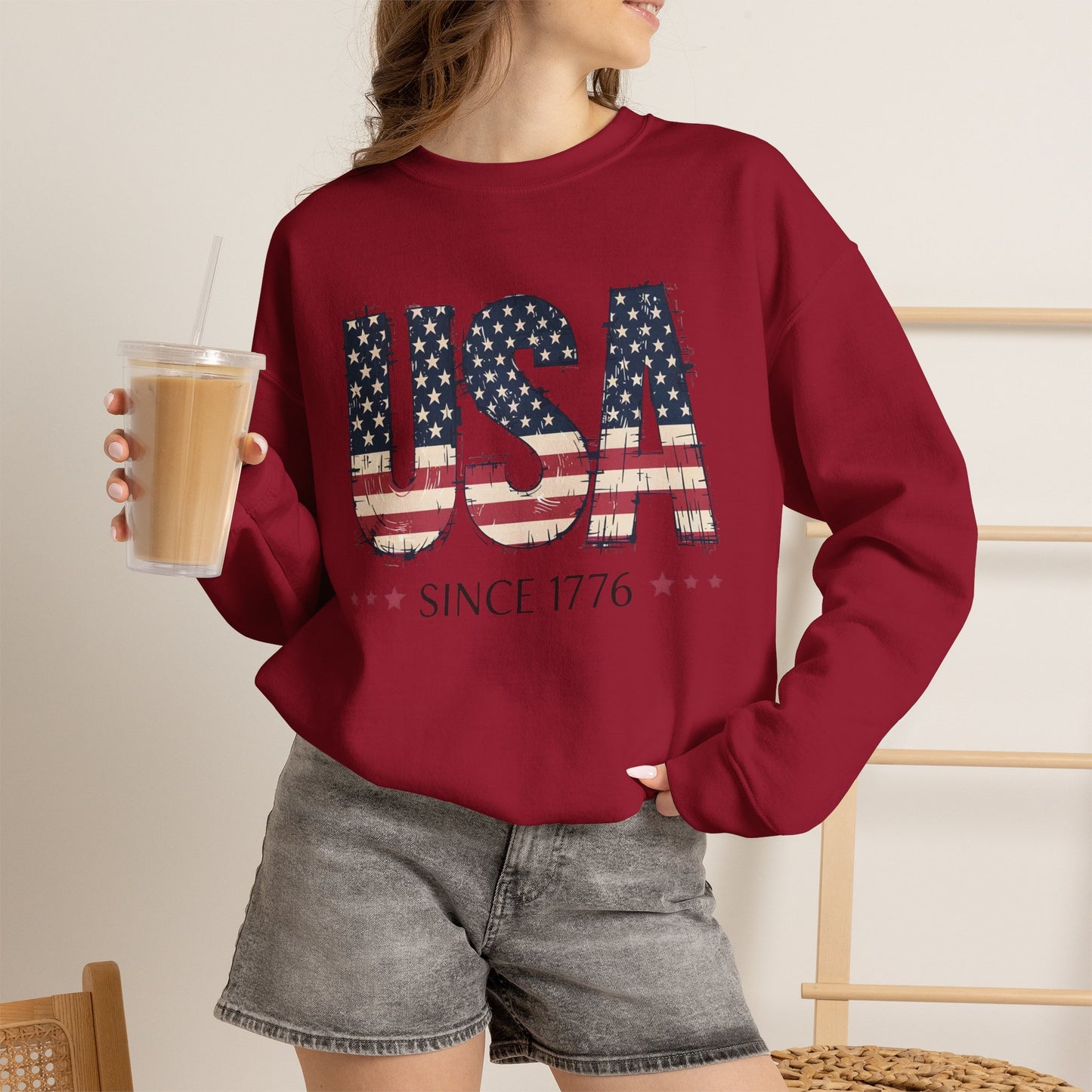 #250 USA Flag "USA Since 1776" Patriotic Crewneck Sweatshirt