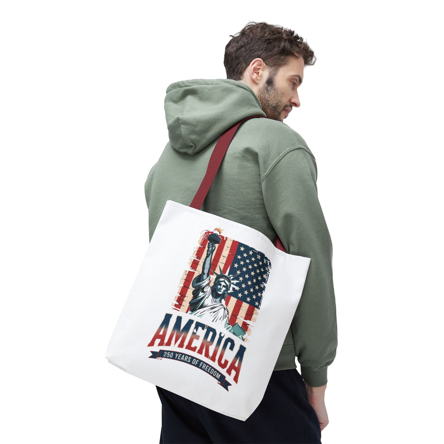 #250 Statue of Liberty American Flag 'America' Patriotic Independence Day Tote Bag