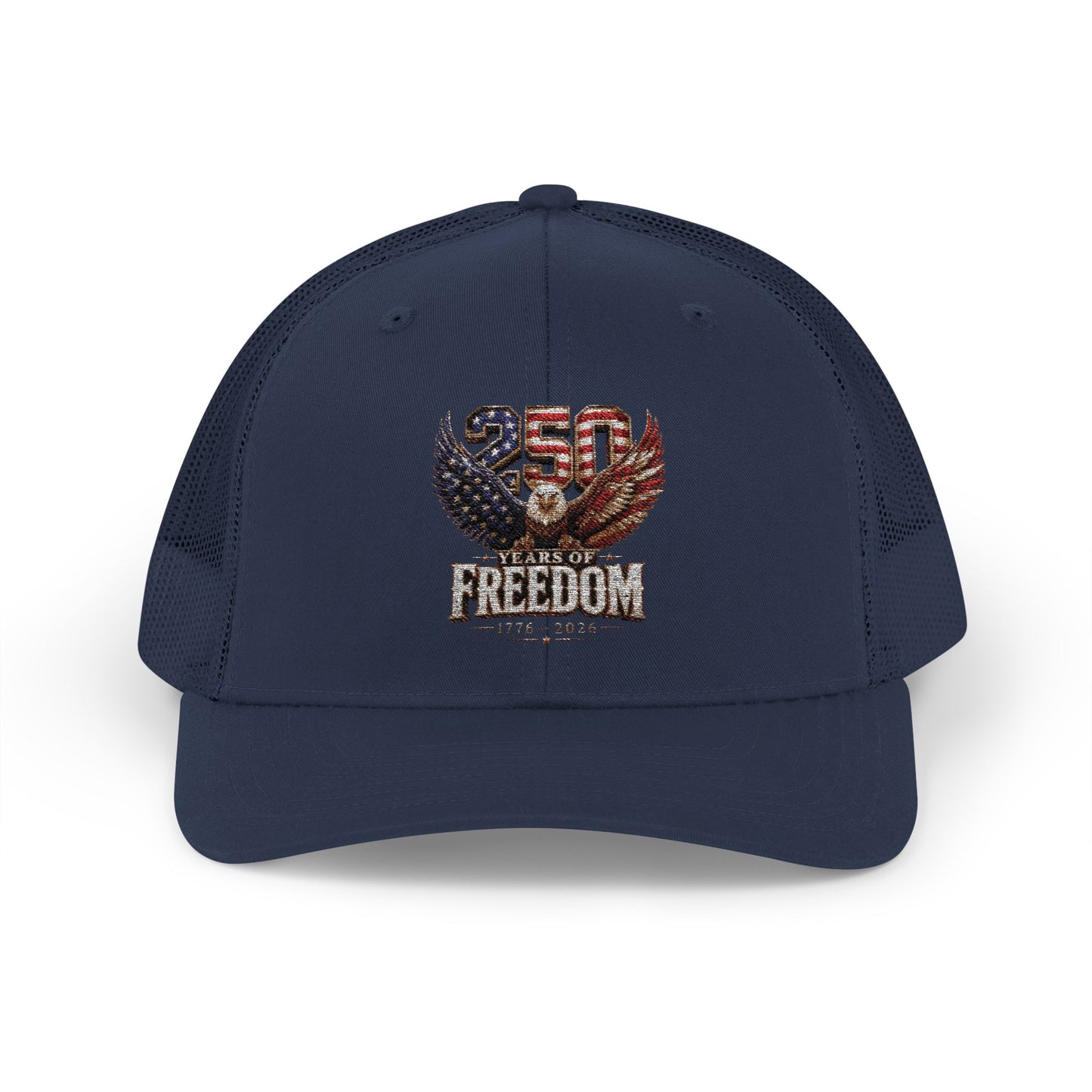 #250 250 Years of Freedom Eagle Patriotic American Flag Anniversary (1776–2026) Snapback Trucker Cap
