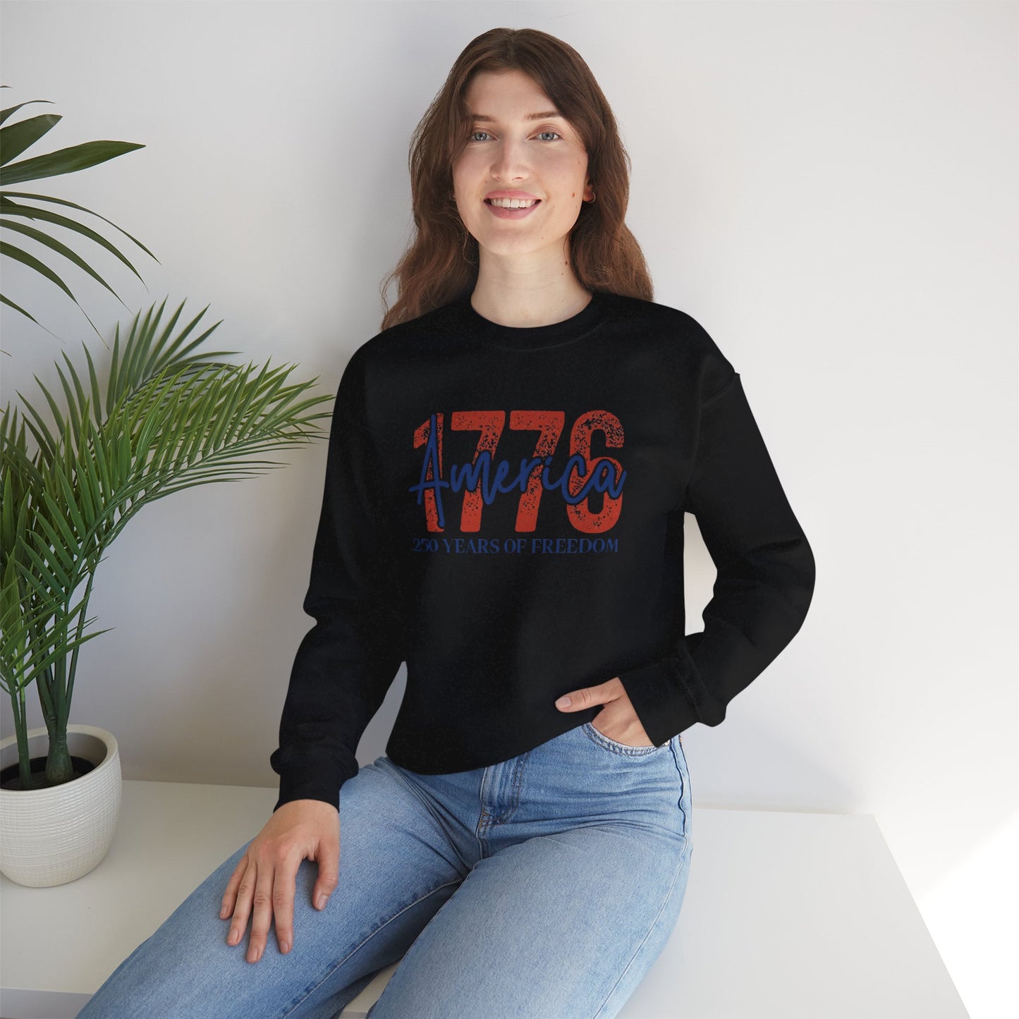 #250 1776 America: 250 Years of Freedom' Patriotic Independence Day Crewneck Sweatshirt