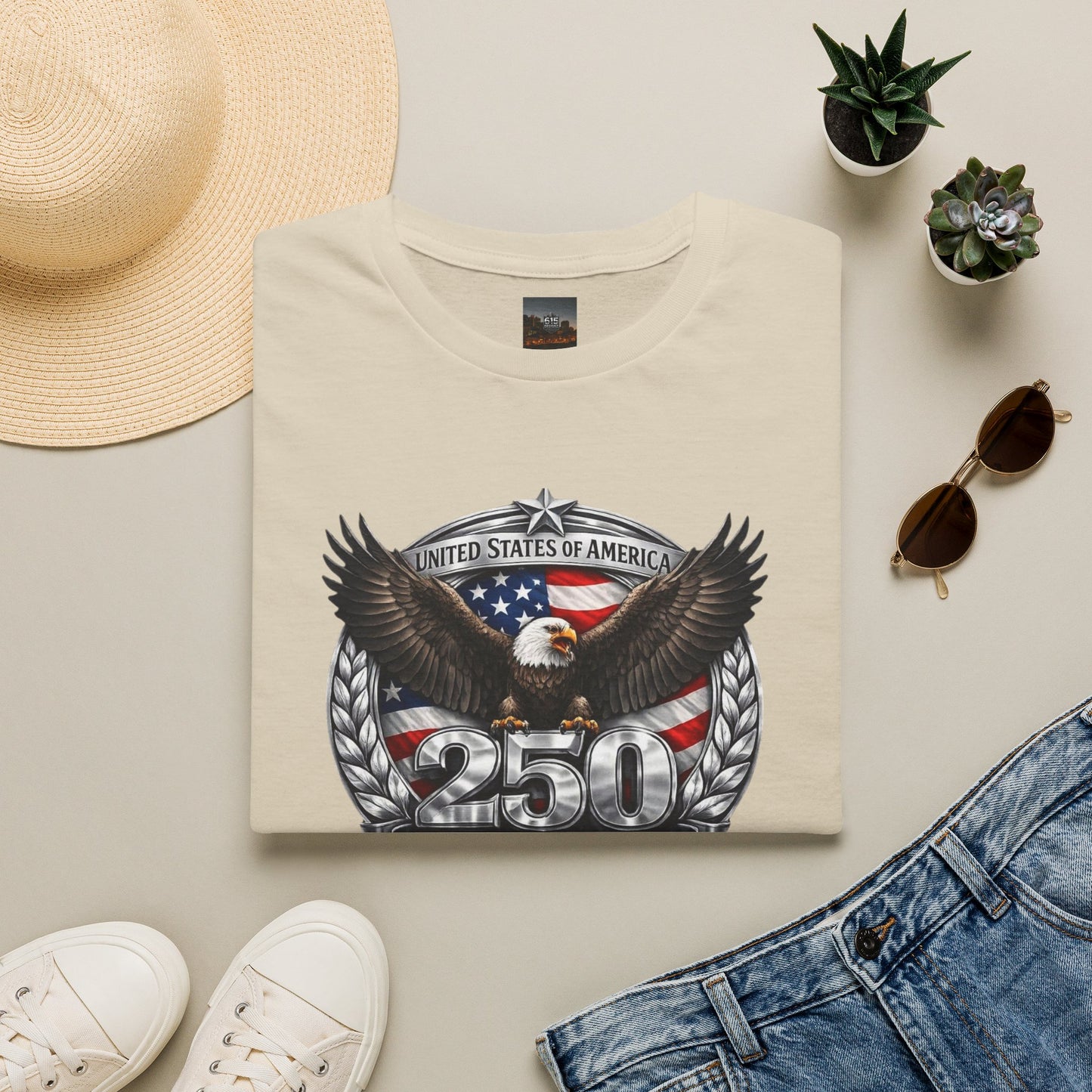 #250 Patriotic Bald Eagle 250 United States Emblem T-Shirt