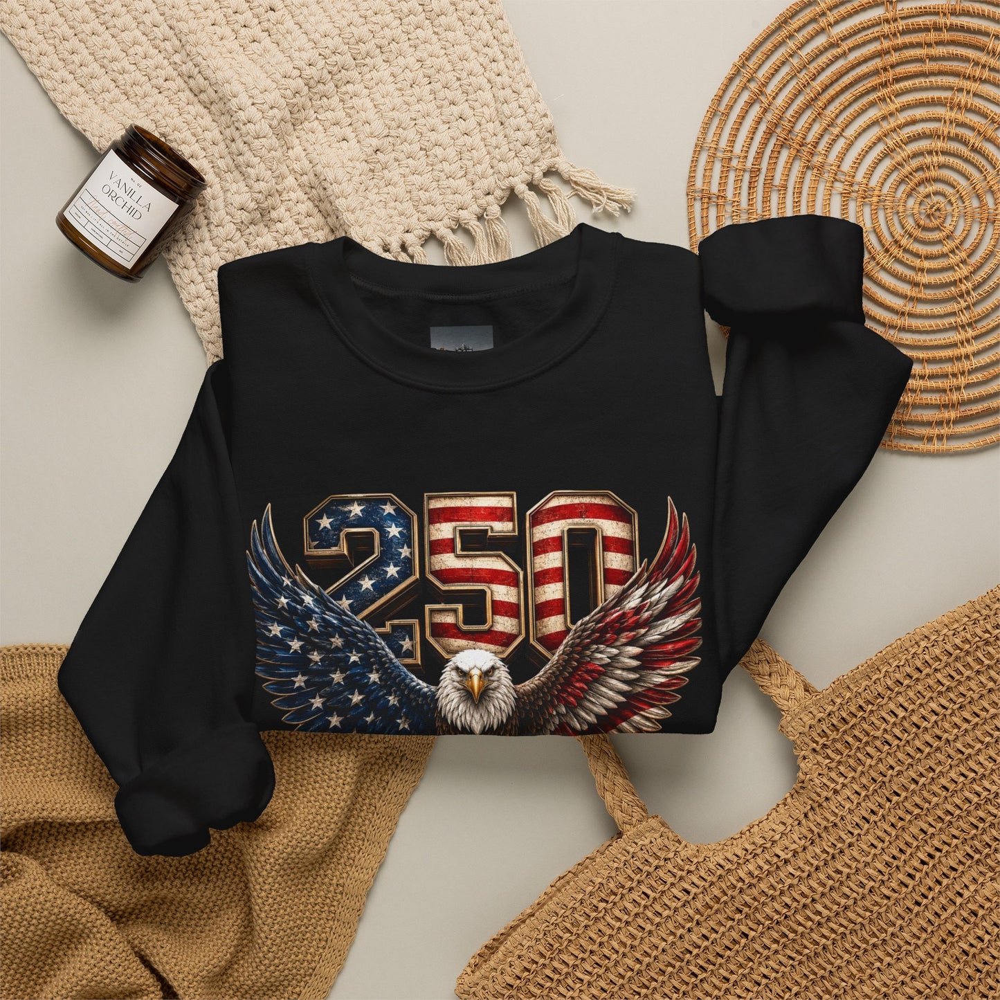#250 250 Years of Freedom Eagle Patriotic American Flag Anniversary (1776–2026) Crewneck Sweatshirt