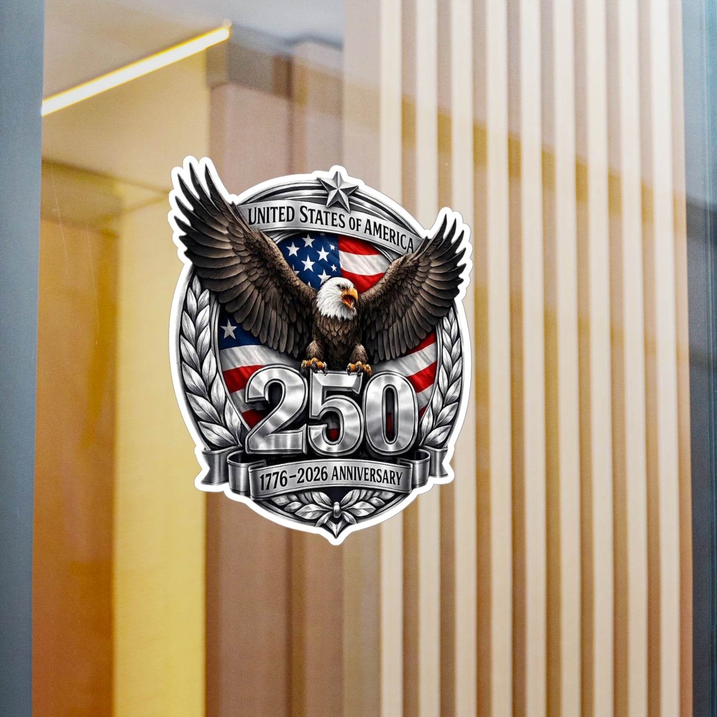 #250 Patriotic Bald Eagle 250 United States Emblem Vinyl Kiss-Cut Decal