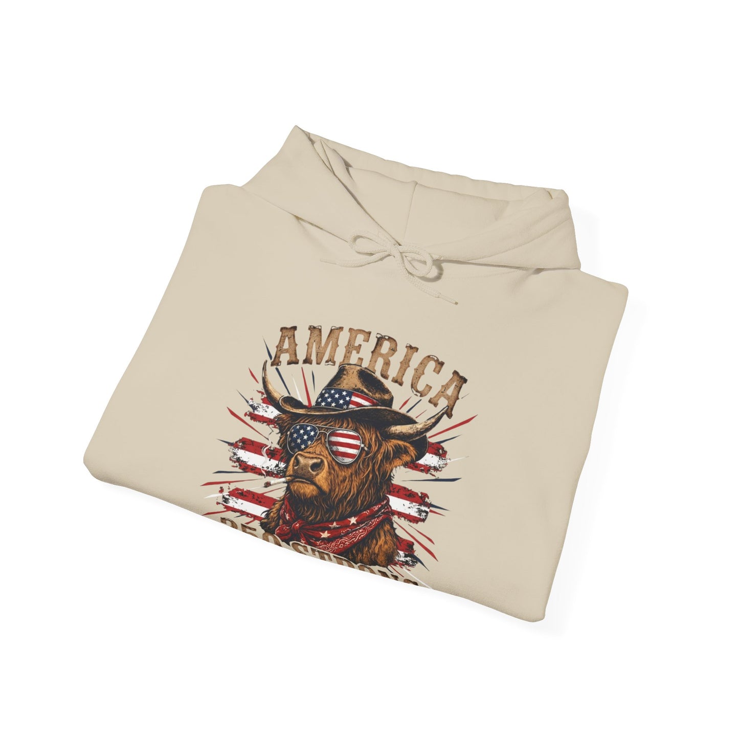 #250 America 250 Strong Patriotic Bull with American Flag Hoodie