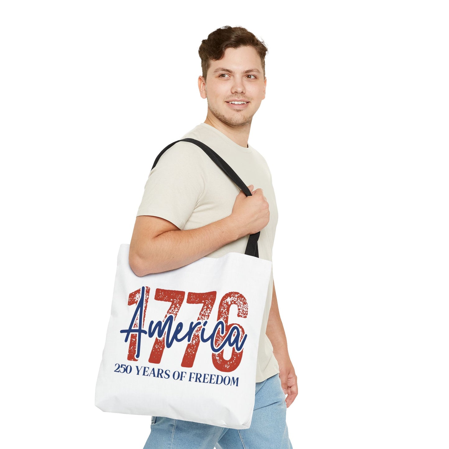 #250 1776 America: 250 Years of Freedom' Patriotic Independence Day Tote Bag
