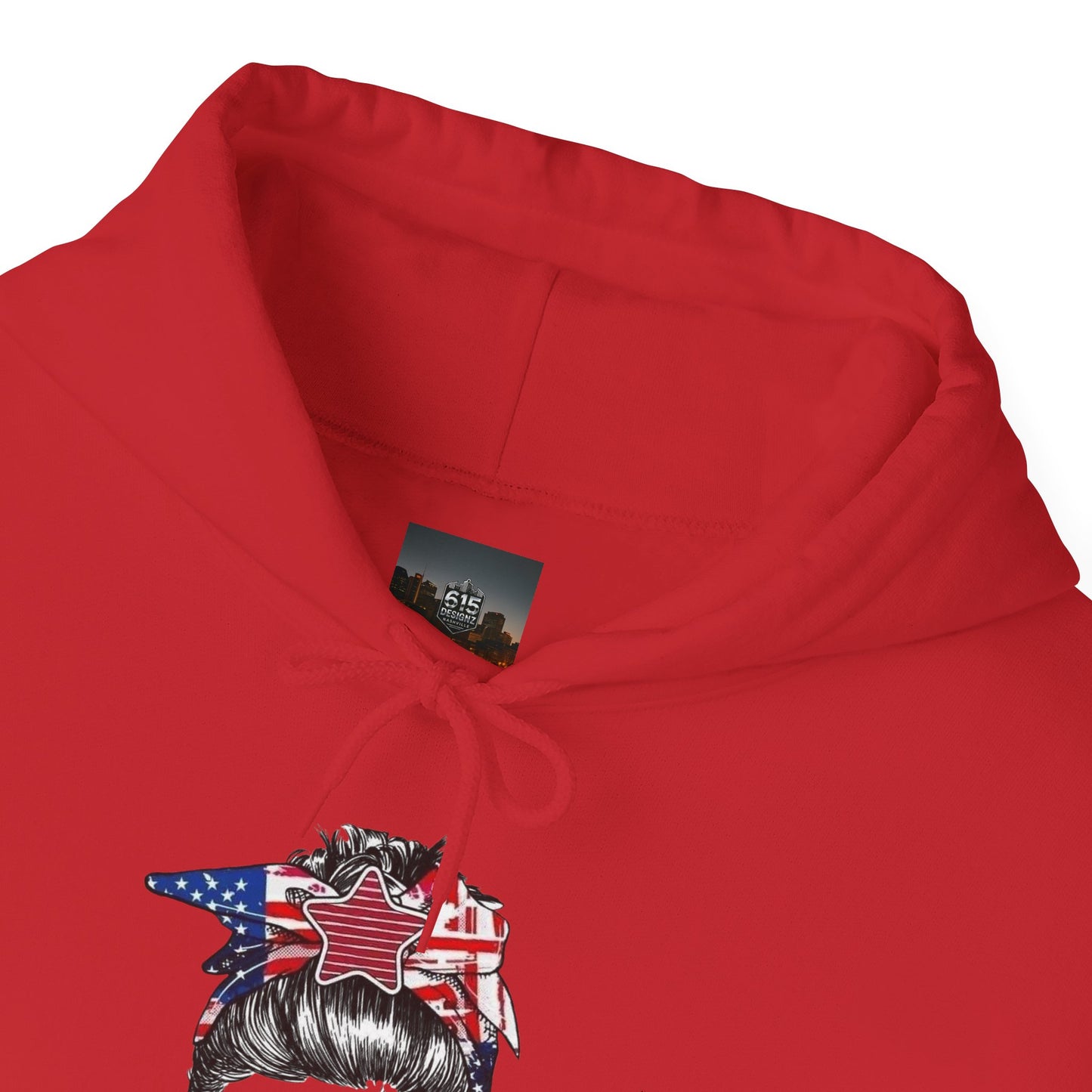 #250 Mama USA Flag Messy Bun Hoodie