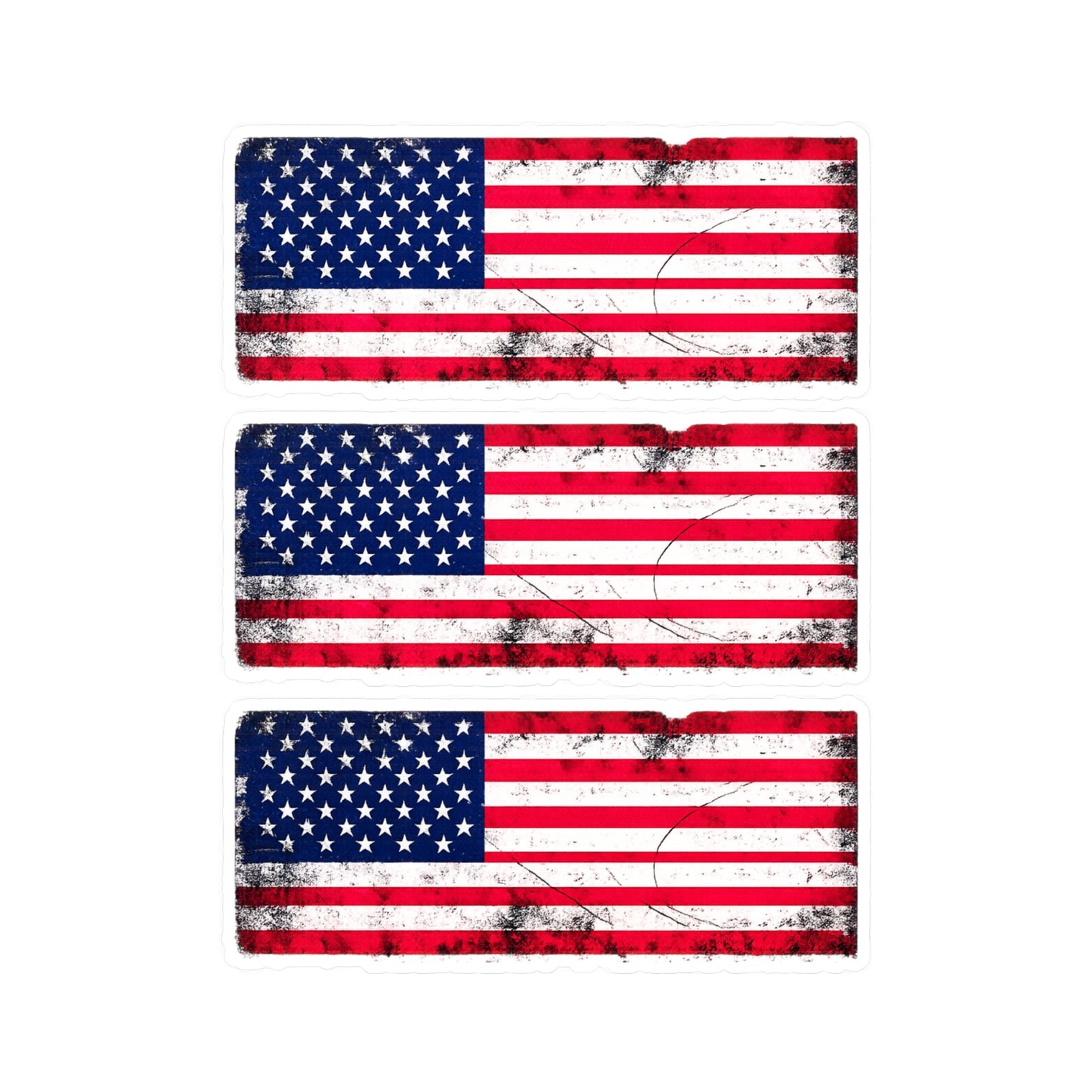 #250 Distressed American Flag Vinyl Decal — Kiss-Cut USA Sticker