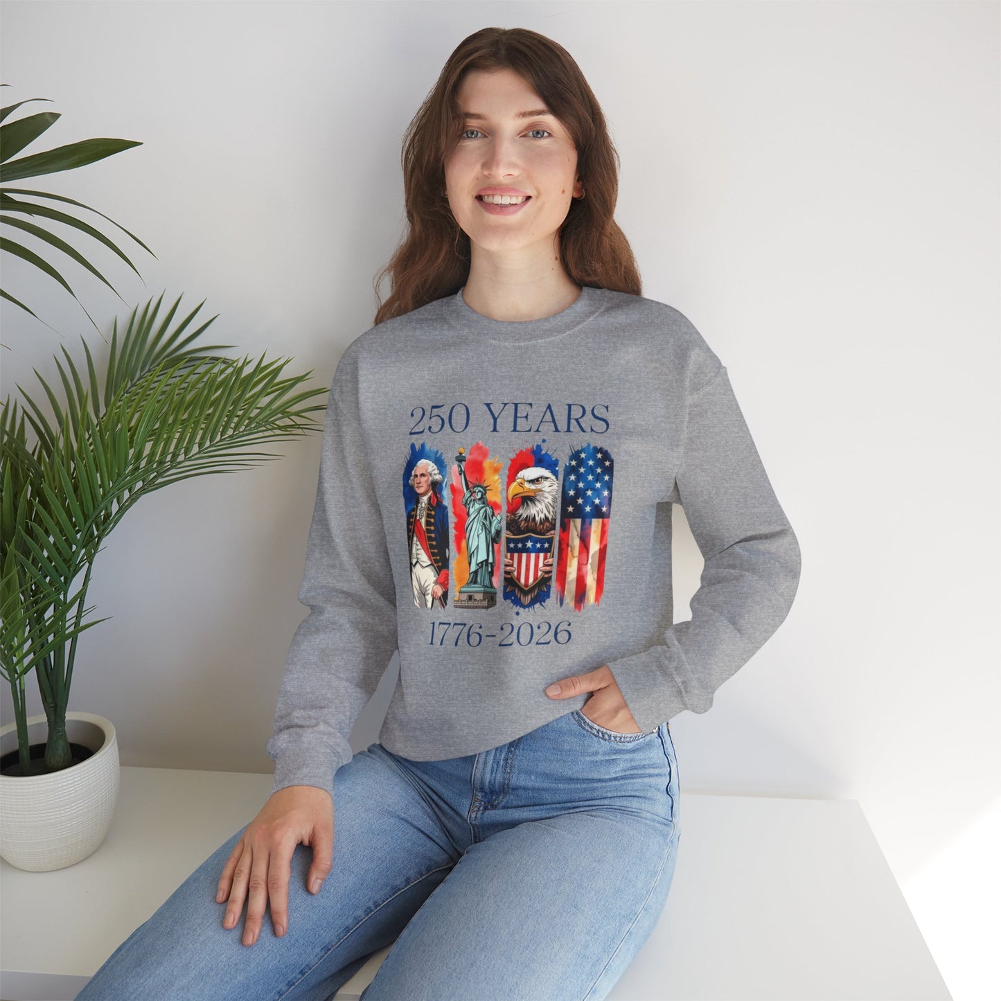 #250 250 Years American History Celebration 1776–2026 Patriotic Crewneck Sweatshirt