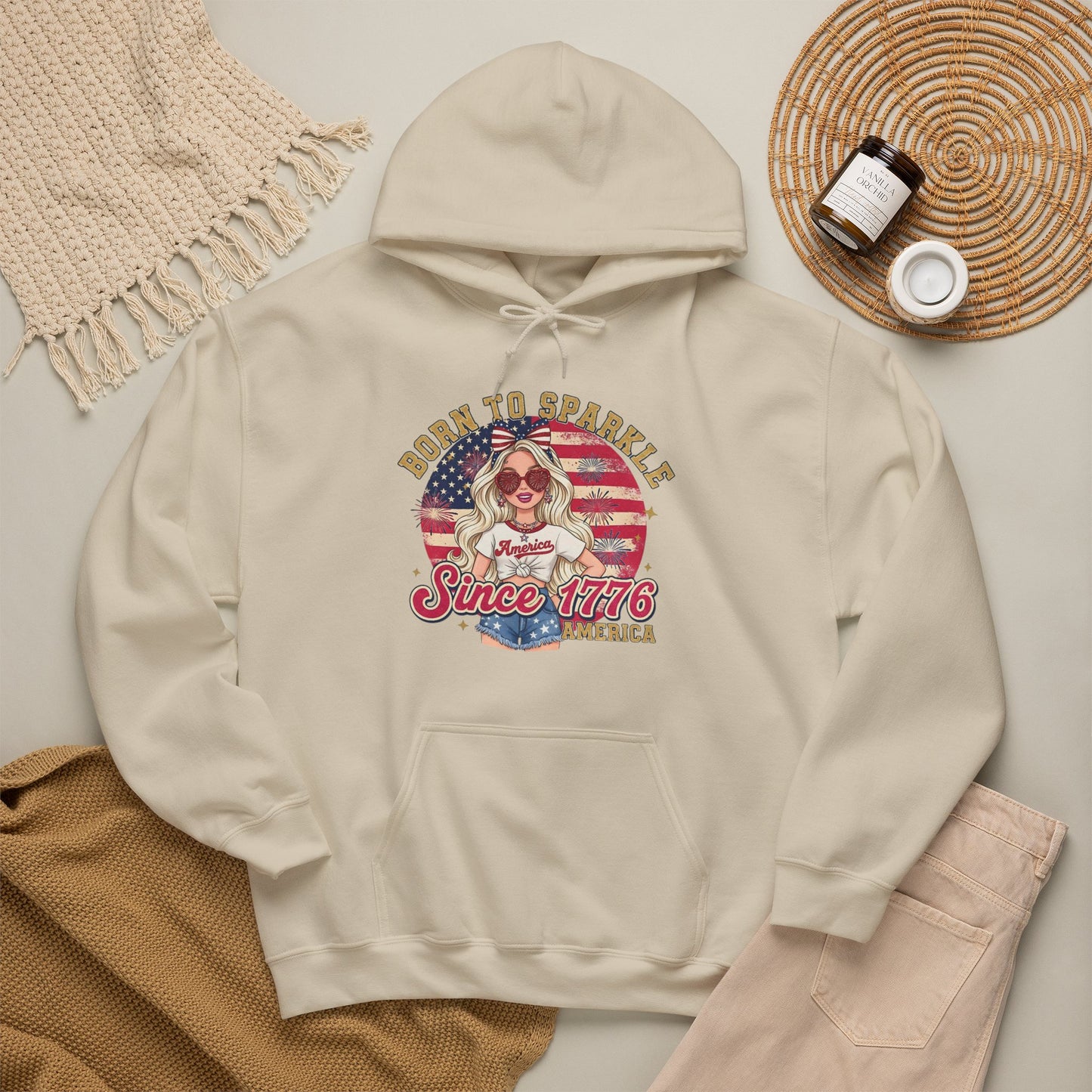 #250 "Born to Sparkle Since 1776" Patriotic Hoodie