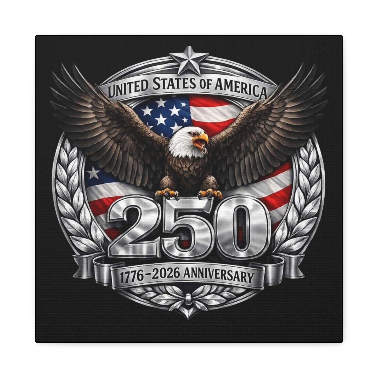 #250 Patriotic Bald Eagle 250 United States Emblem Matte Canvas Wall Art
