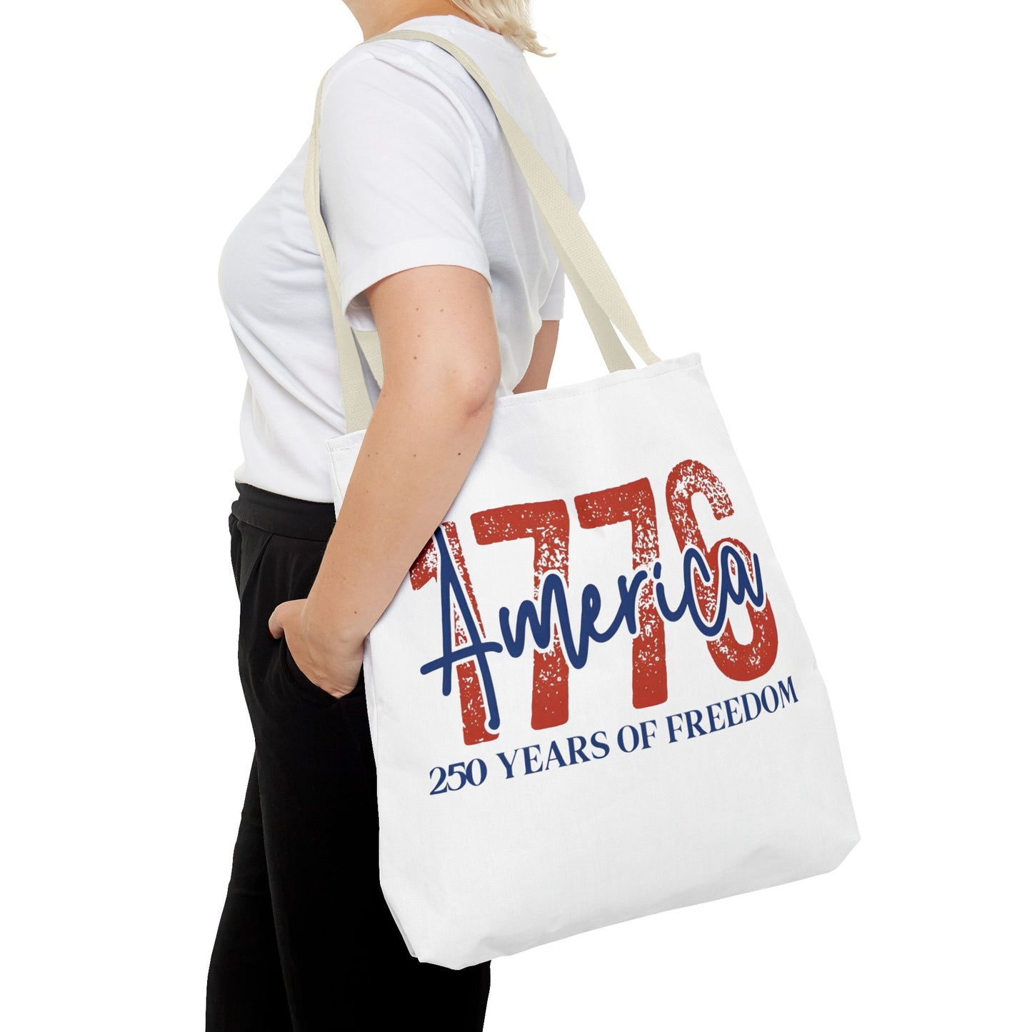 #250 1776 America: 250 Years of Freedom' Patriotic Independence Day Tote Bag