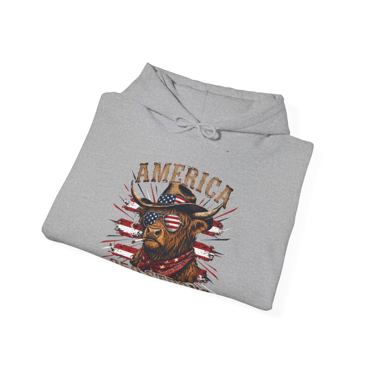 #250 America 250 Strong Patriotic Bull with American Flag Hoodie
