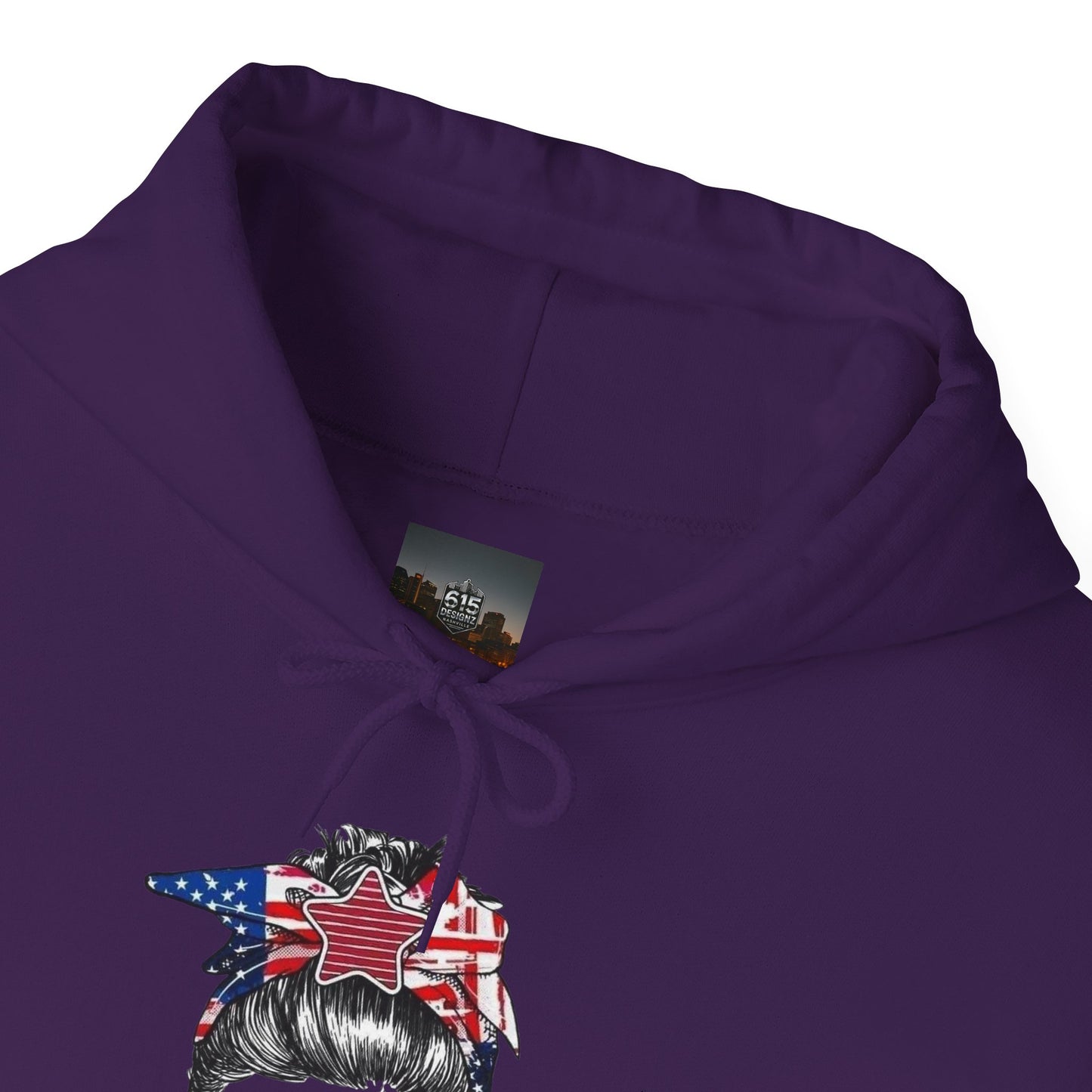 #250 Mama USA Flag Messy Bun Hoodie