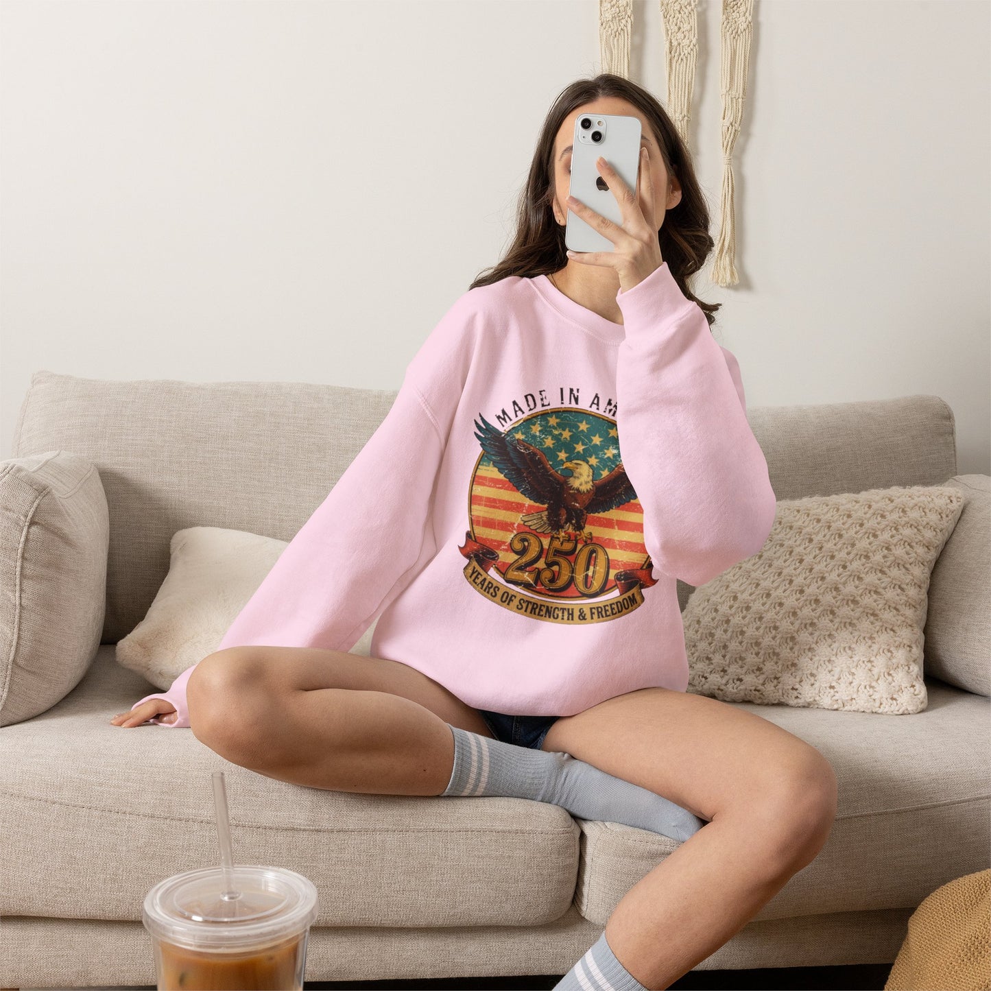 #250 Made in America Eagle 250th Anniversary Patriotic Crewneck Sweatshirt
