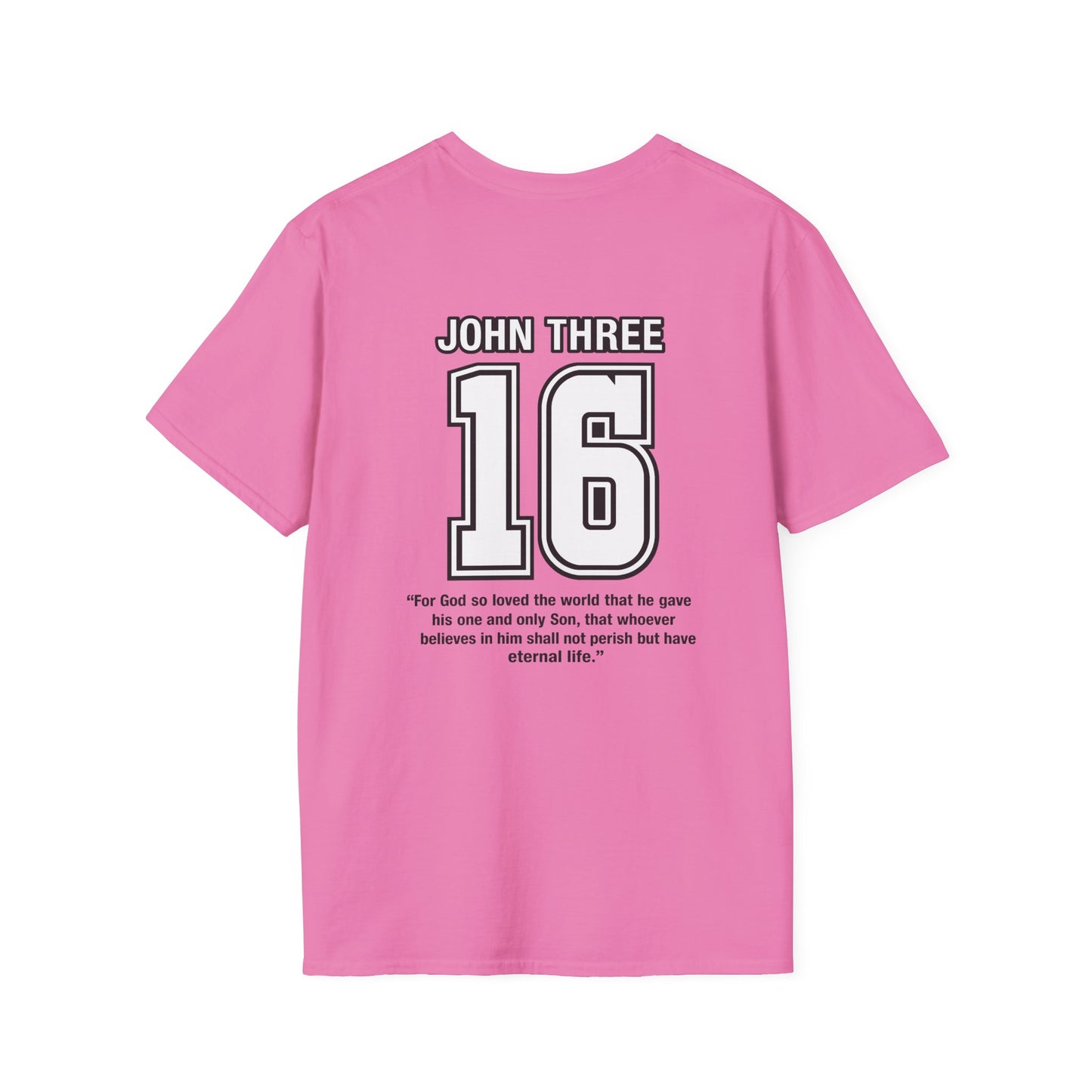 John Three 16 Chest and Back Jersey Print with Scripture Tee