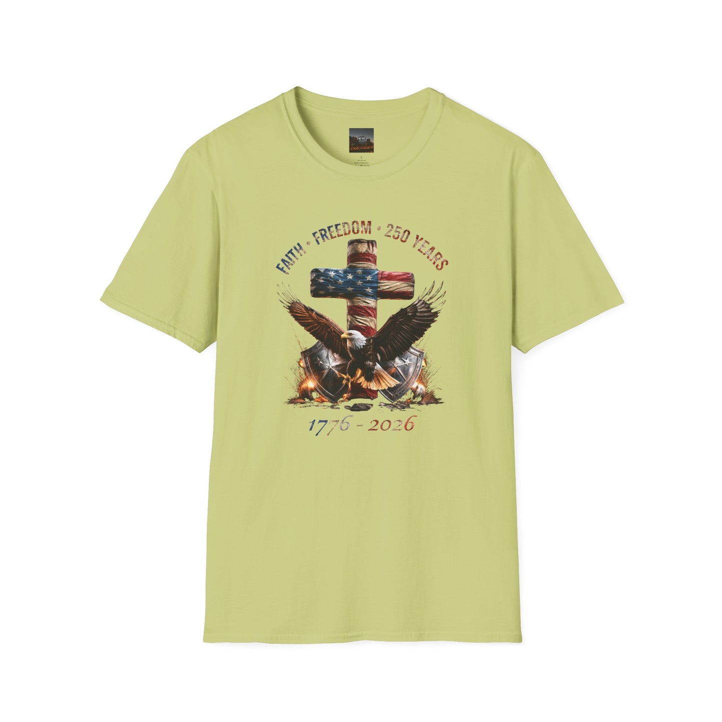 #250 Faith • Freedom 250 Years American Flag Cross & Eagle 1776-2026 T-Shirt