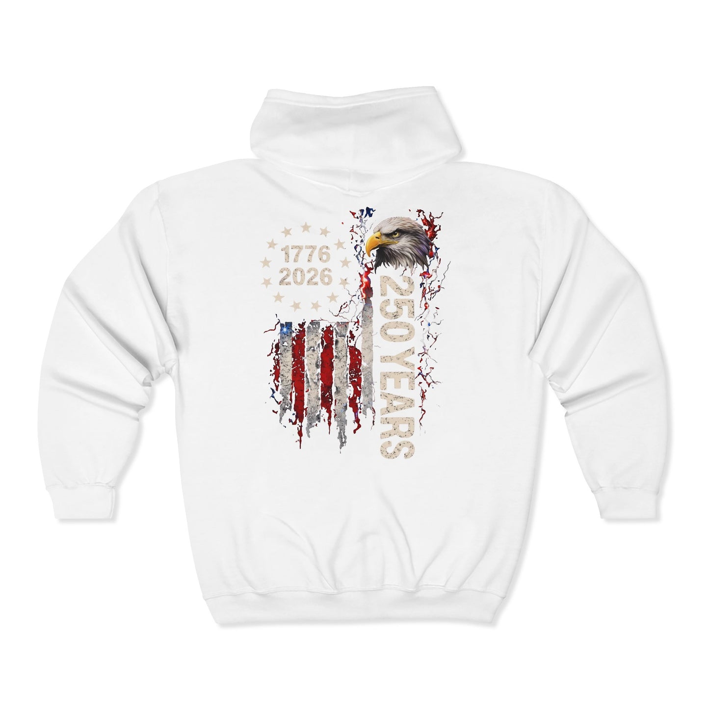 #250 1776-2026 250 Years USA Bicentennial Eagle Zip Hoodie