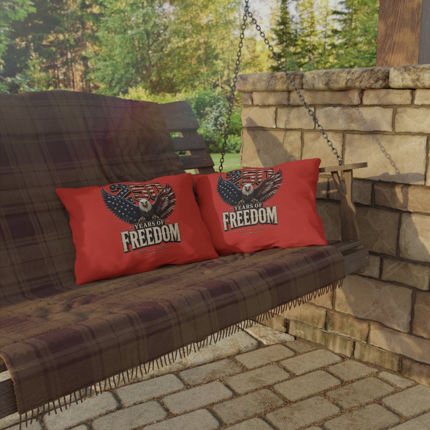 #250 250 Years of Freedom Eagle Patriotic American Flag Anniversary (1776–2026) Outdoor Throw Pillow