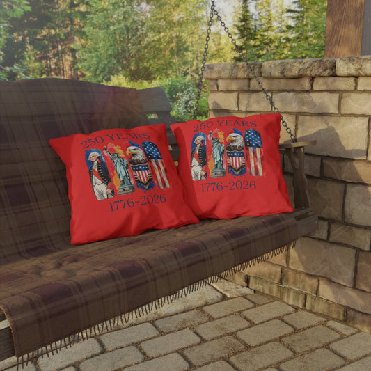 #250 250 Years American History Celebration 1776–2026 Patriotic Outdoor Throw Pillow