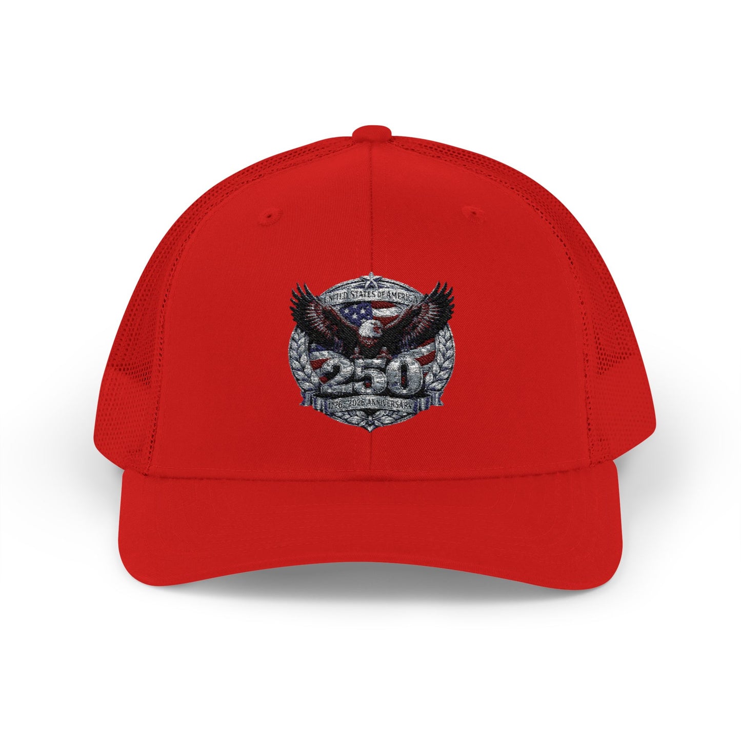 #250 Patriotic Bald Eagle 250 United States Emblem Snapback Trucker Cap