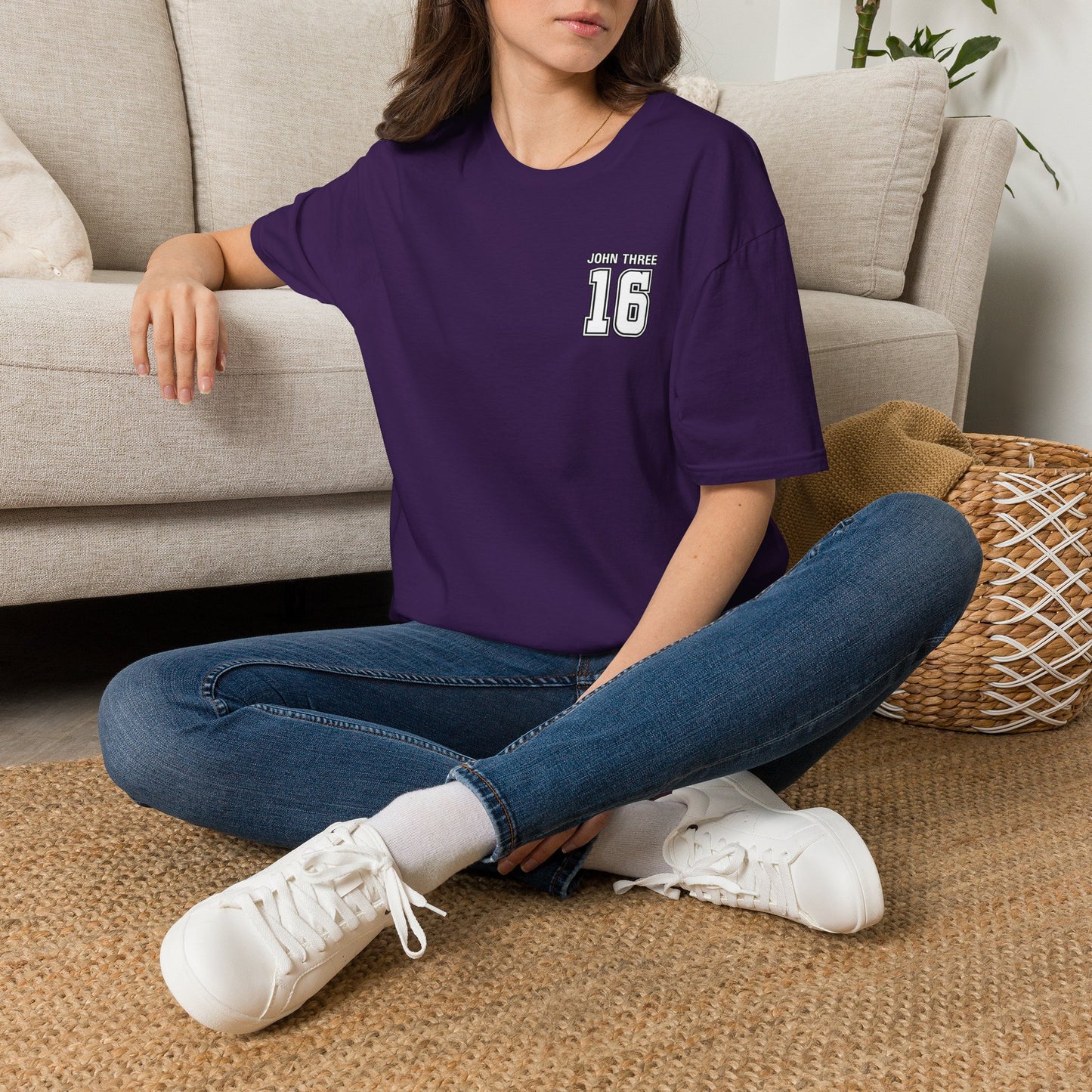 John Three 16 Chest and Back Jersey Print with Scripture Tee