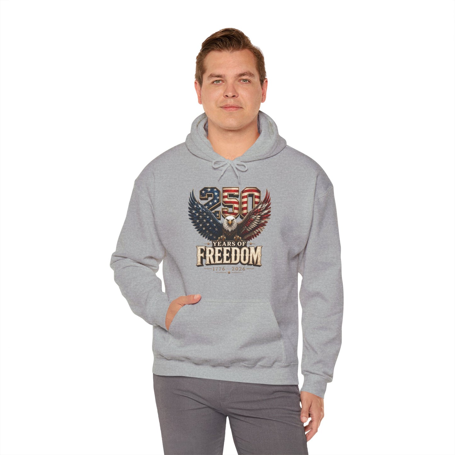 #250 250 Years of Freedom Eagle Patriotic American Flag Anniversary (1776–2026) Patriotic Hoodie