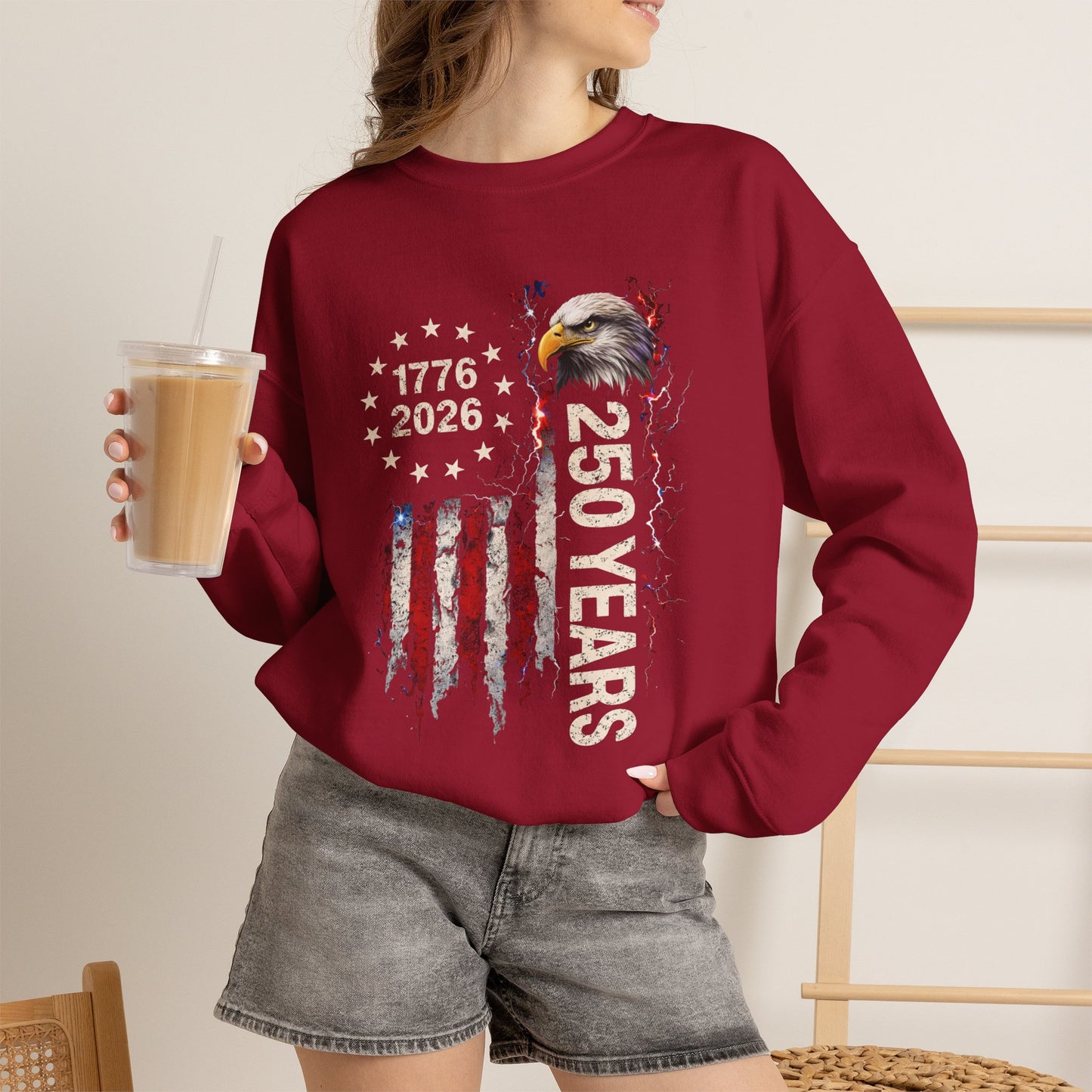 #250 1776-2026 250 Years USA Bicentennial Eagle Crewneck Sweatshirt