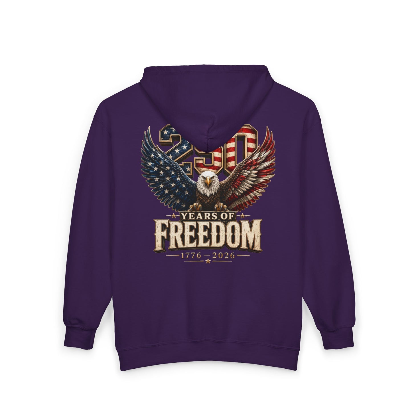 #250 250 Years of Freedom Eagle Patriotic American Flag Anniversary (1776–2026) Zip Hoodie