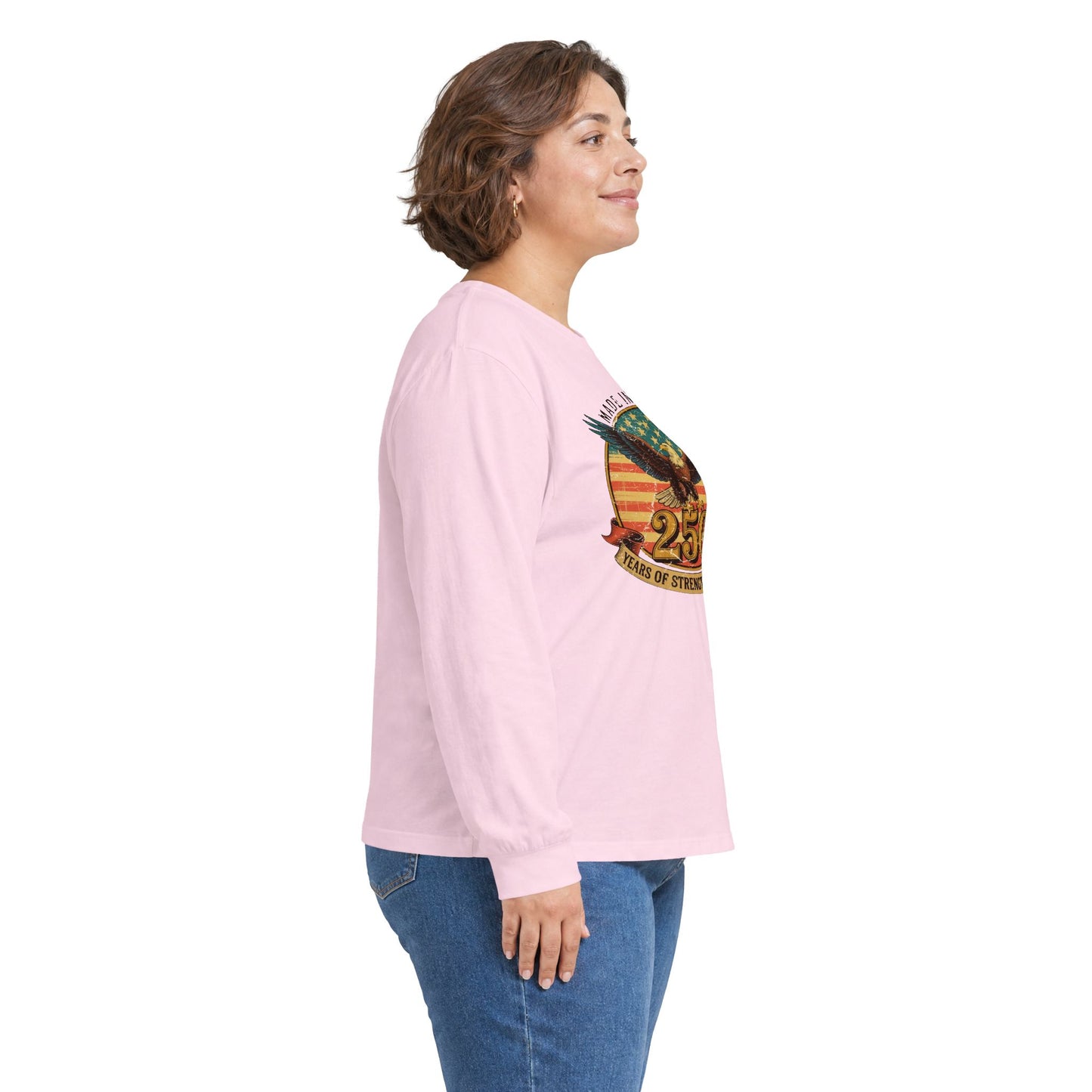 #250 Made in America Eagle 250th Anniversary Patriotic Long Sleeve Tee