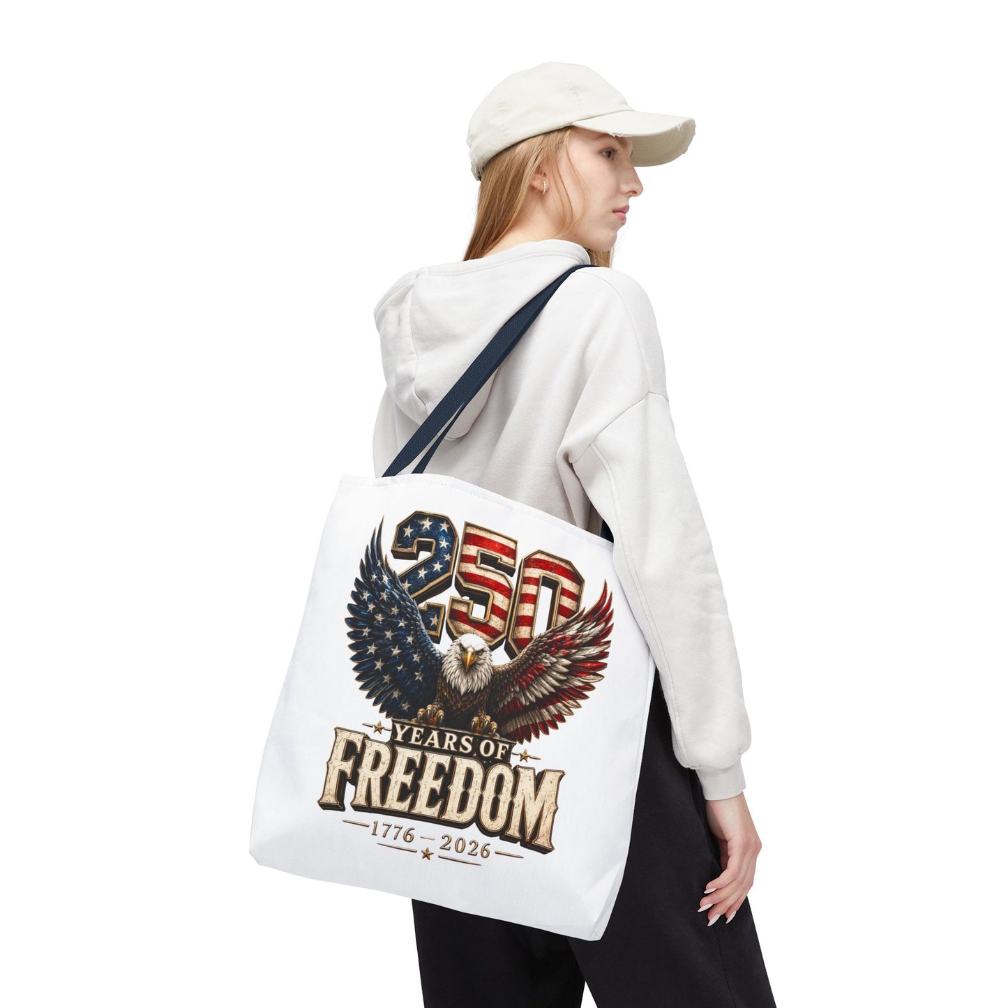 #250 250 Years of Freedom Eagle Patriotic American Flag Anniversary (1776–2026) Patriotic Tote Bag
