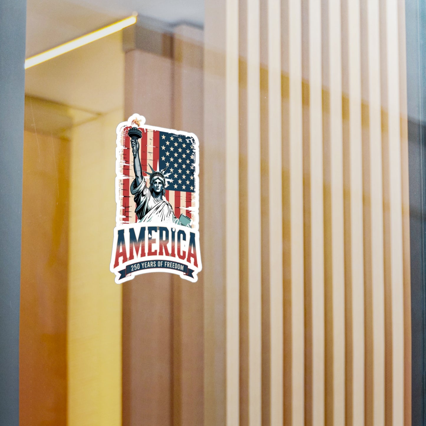 #250 Statue of Liberty American Flag 'America' Patriotic Independence Day Vinyl Kiss-Cut Decal
